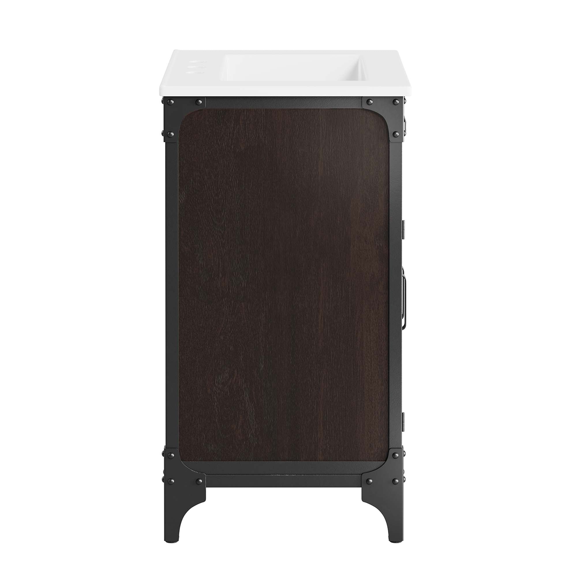 Modway Steamforge 24" Bathroom Vanity with Ceramic Sink – Industrial Modern, White/Black or Black/Black