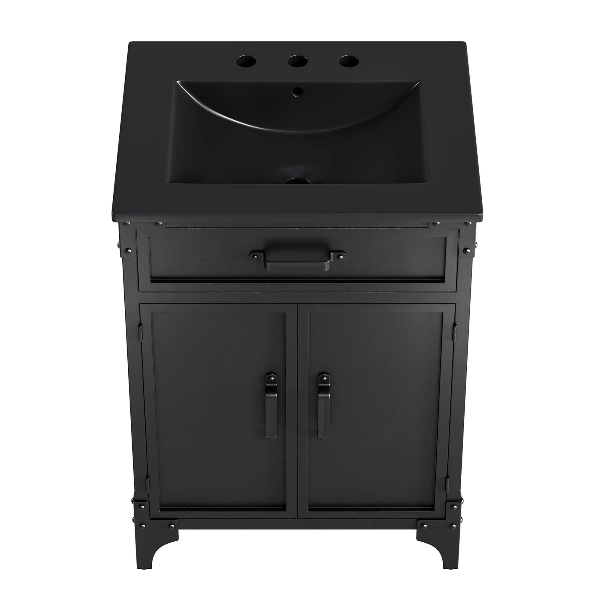Modway Steamforge 24" Bathroom Vanity with Ceramic Sink – Industrial Modern, White/Black or Black/Black