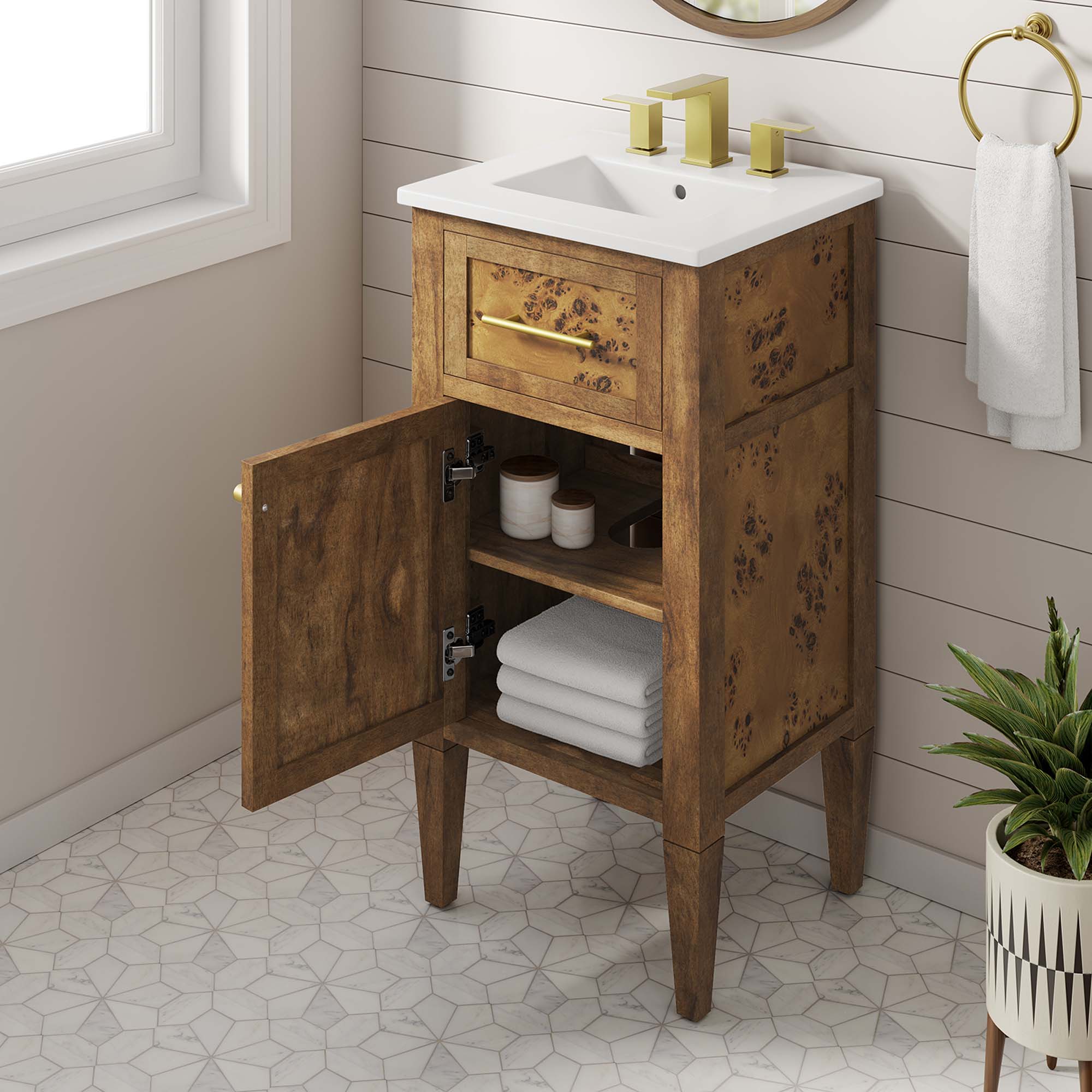 Modway Elysian 18" Wood Bathroom Vanity