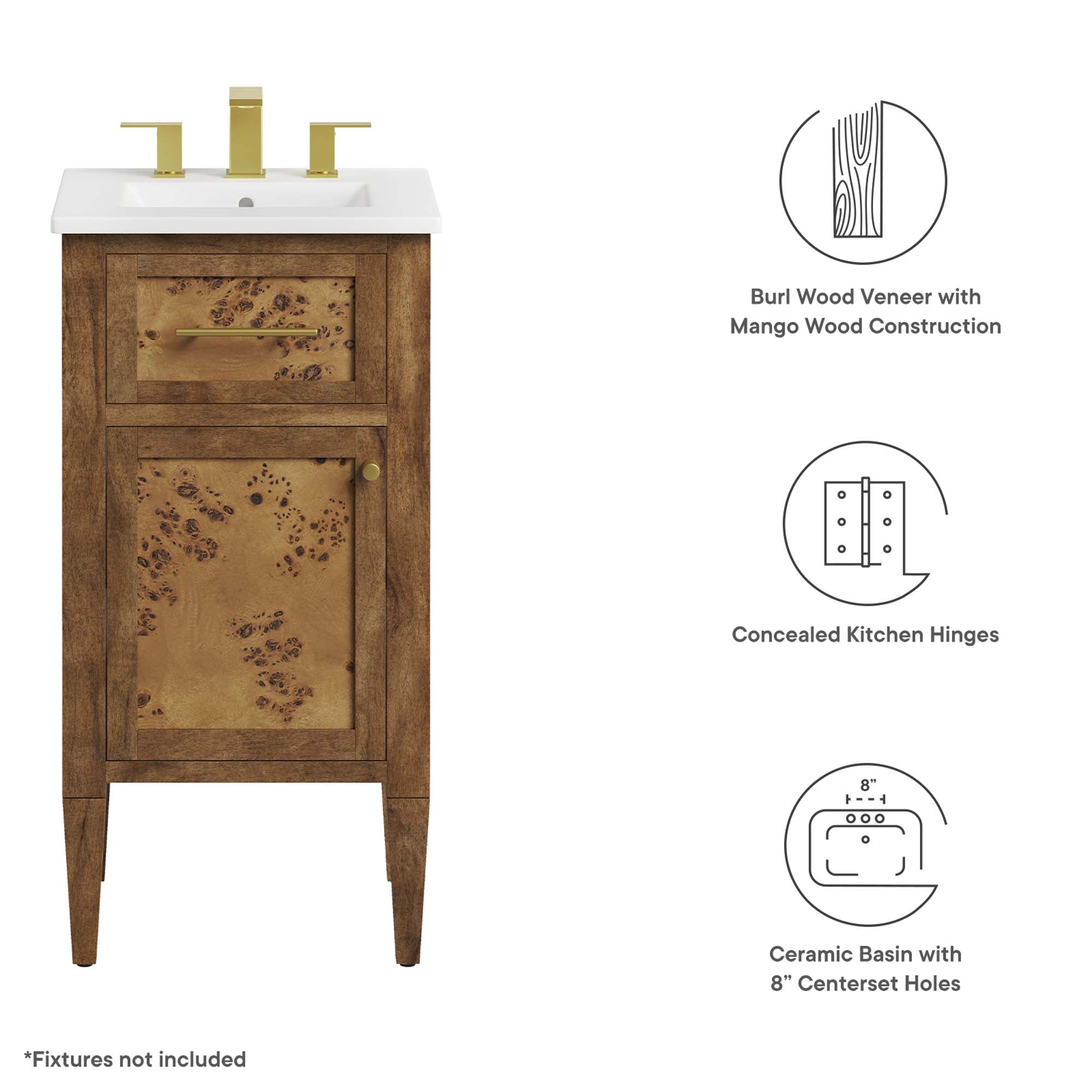 Modway Elysian 18" Wood Bathroom Vanity