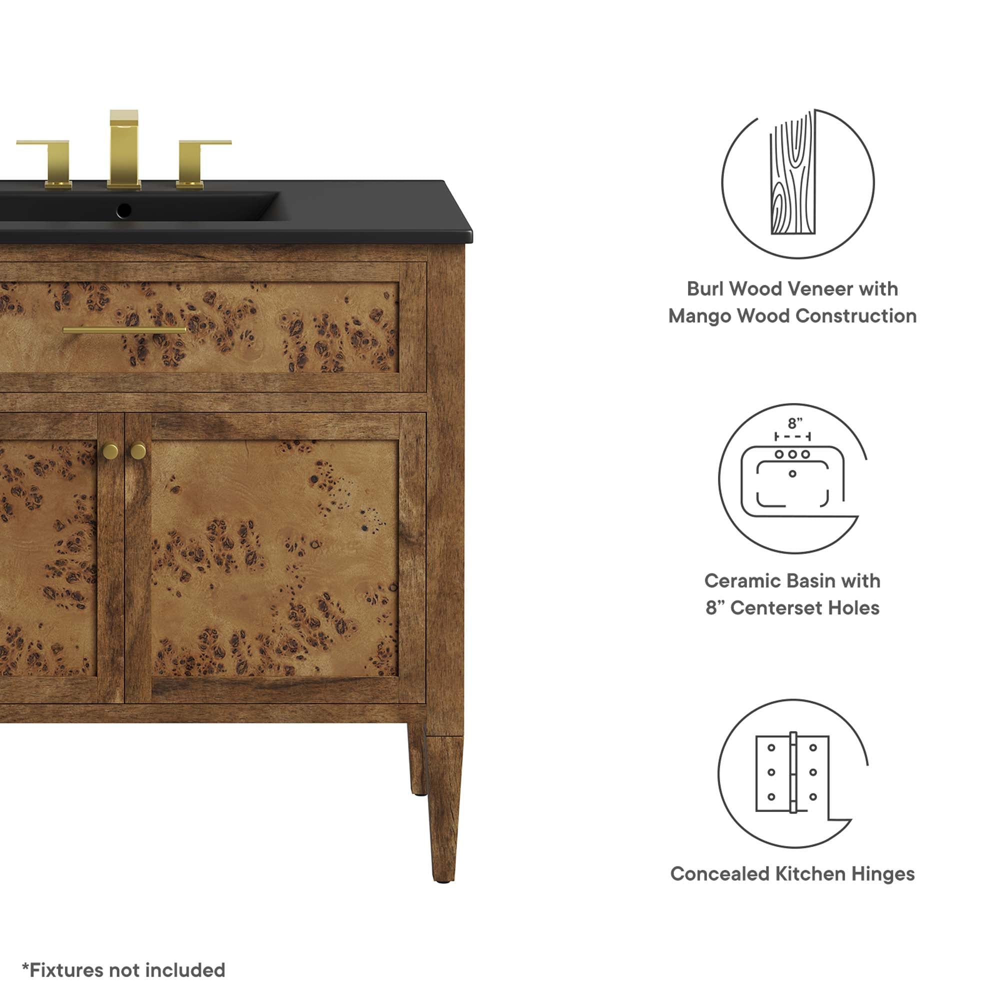 Modway Elysian 36" Wood Bathroom Vanity