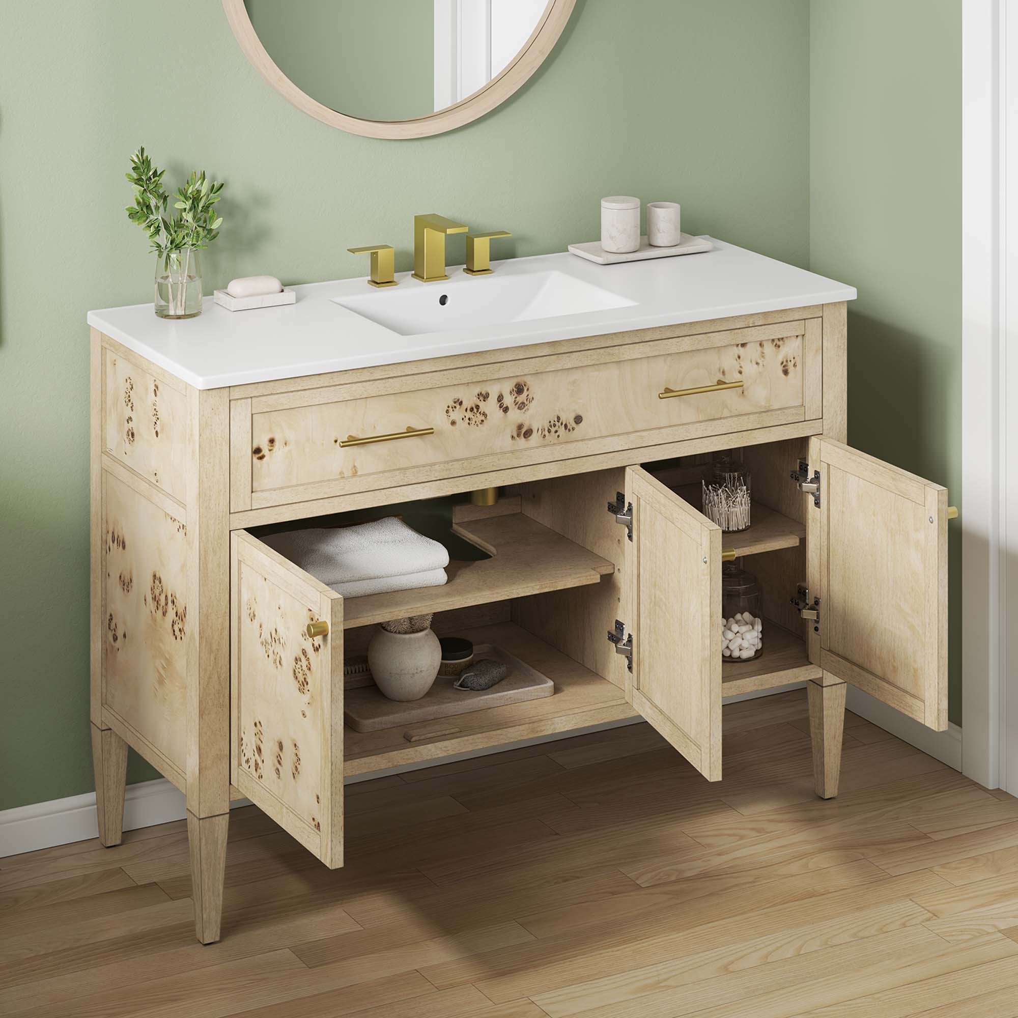 Modway Elysian 48" Wood Single Sink Bathroom Vanity