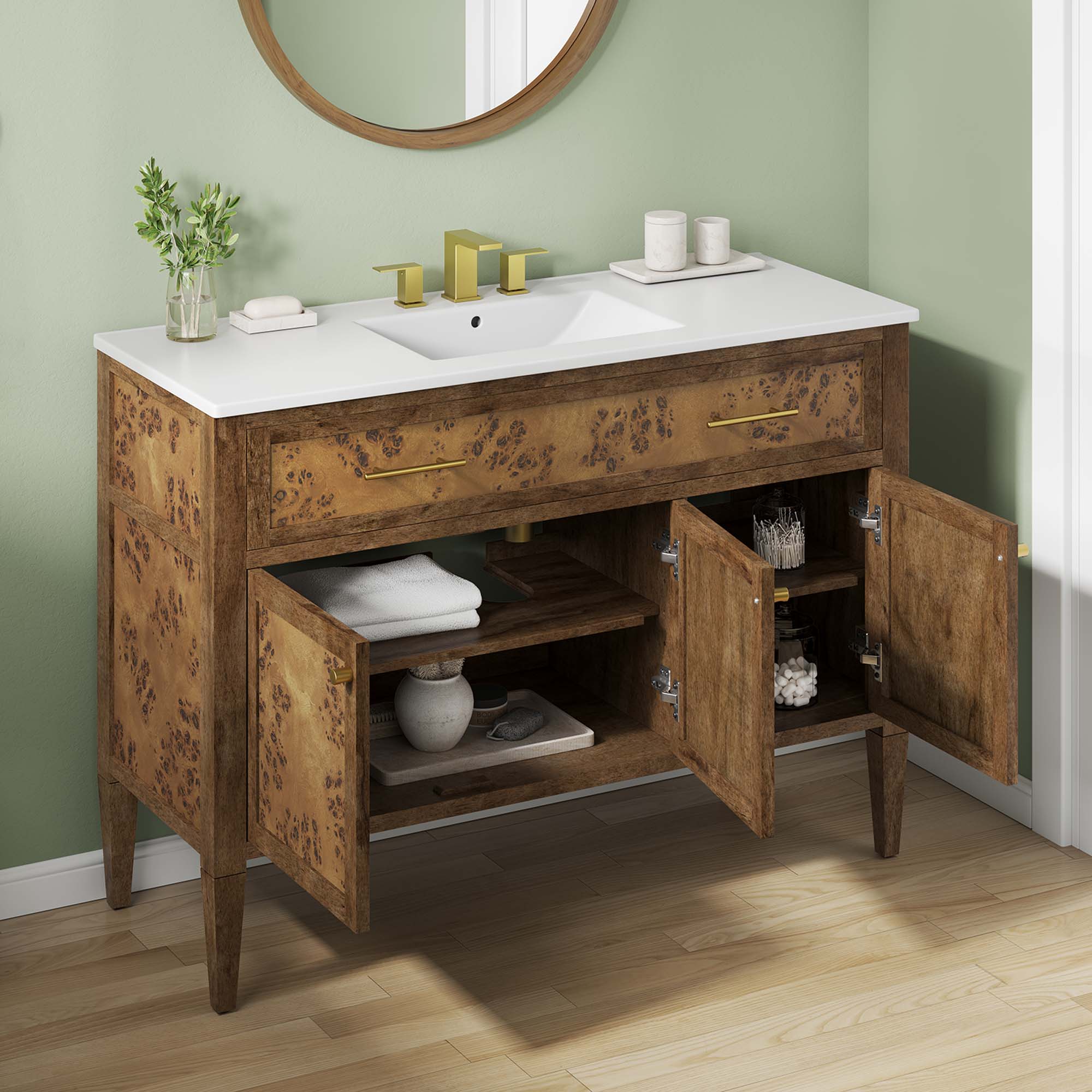 Modway Elysian 48" Wood Single Sink Bathroom Vanity