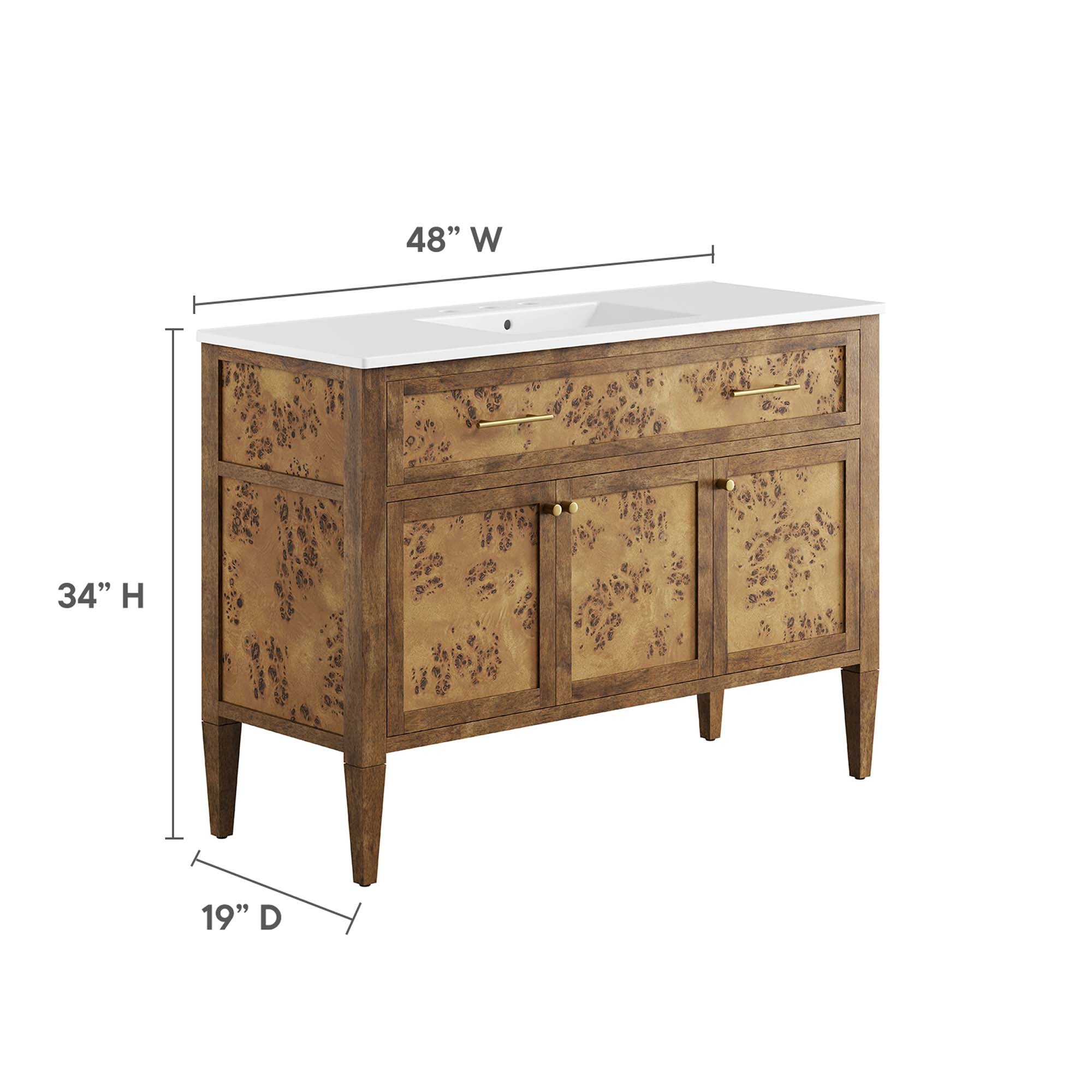 Modway Elysian 48" Wood Single Sink Bathroom Vanity