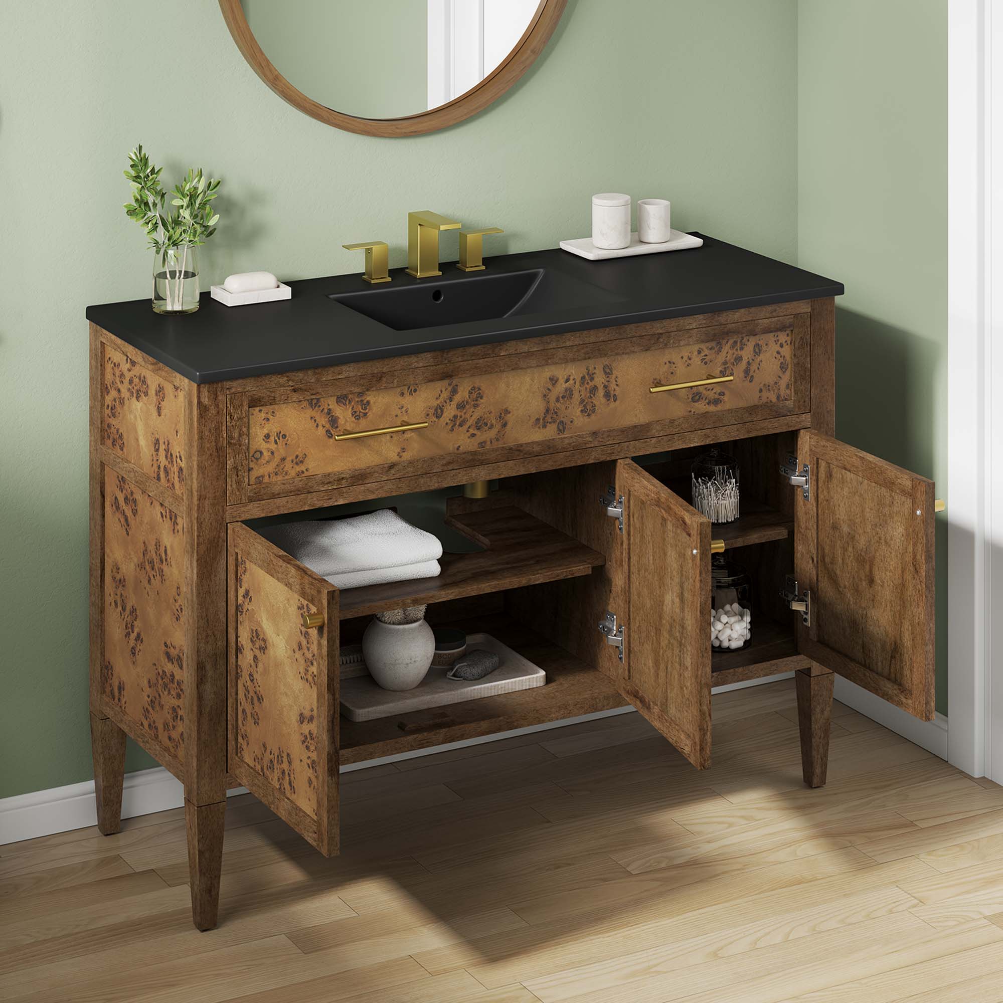 Modway Elysian 48" Wood Single Sink Bathroom Vanity