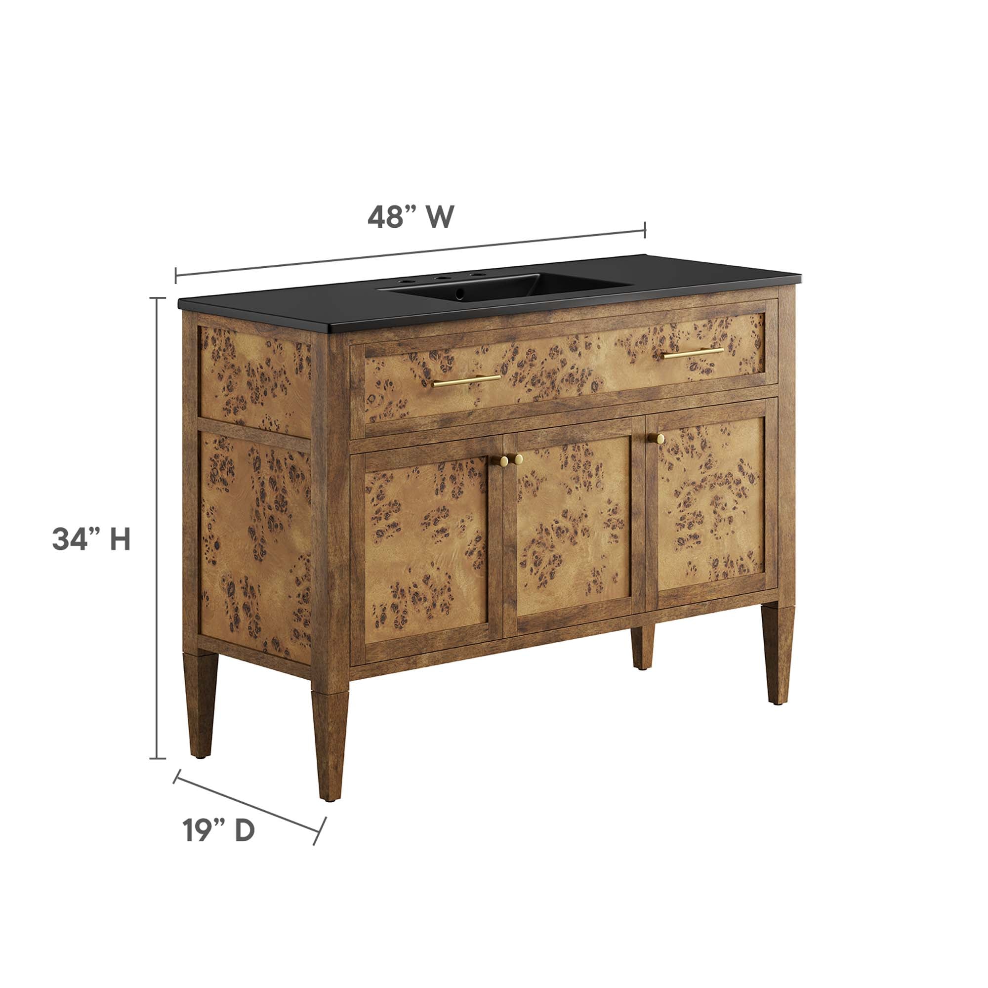 Modway Elysian 48" Wood Single Sink Bathroom Vanity