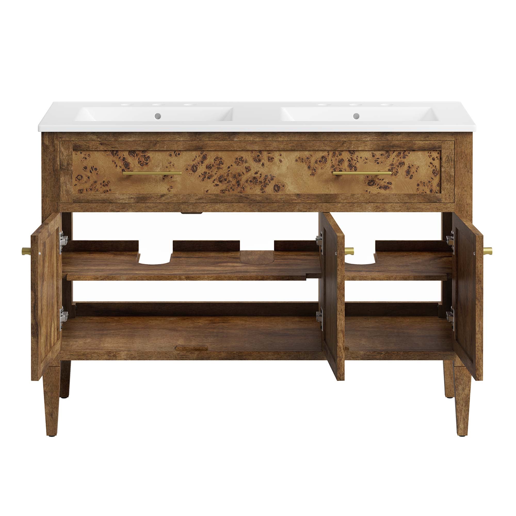 Modway Elysian 48" Wood Double Sink Bathroom Vanity