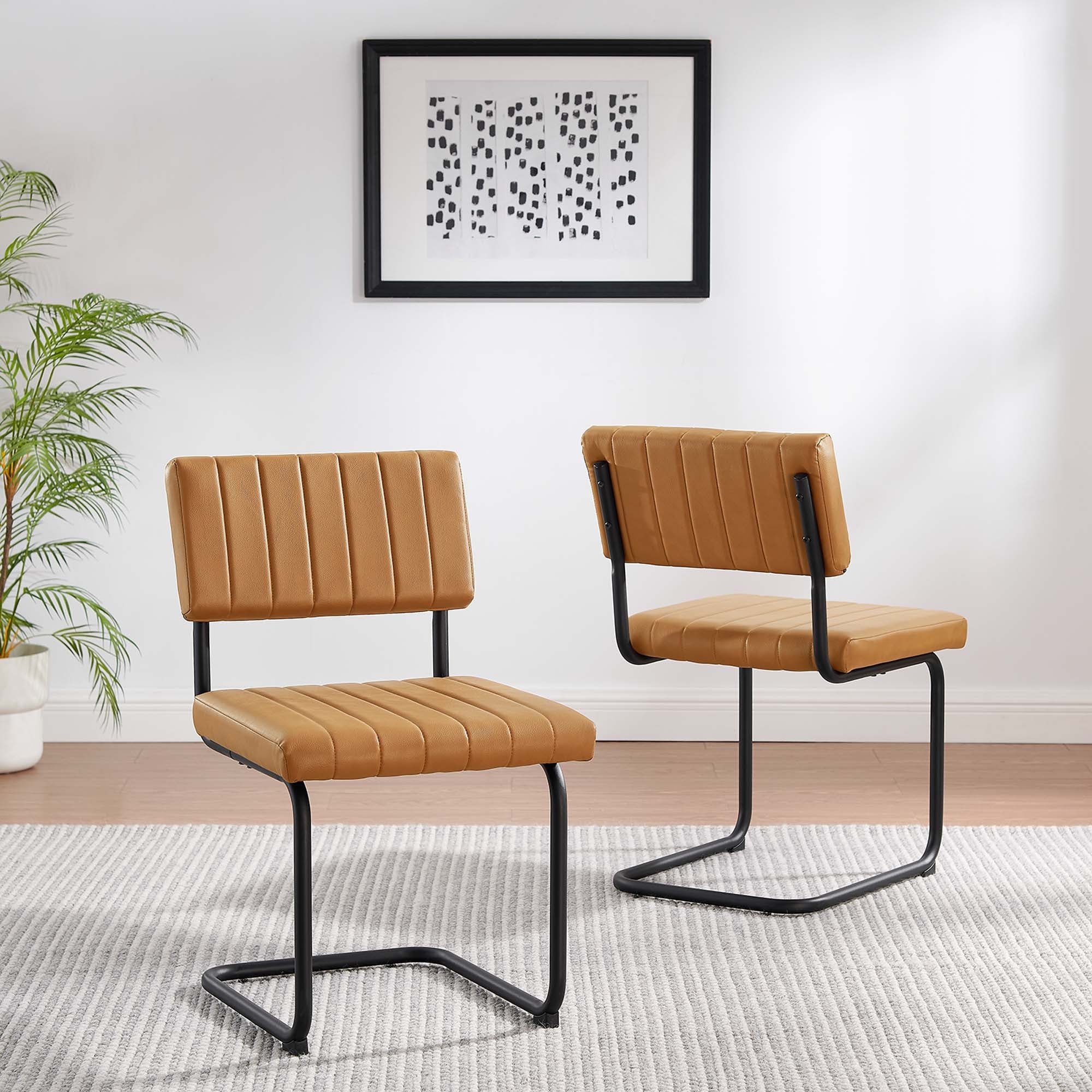 Modway Parity Vegan Leather Dining Side Chairs Set of 2