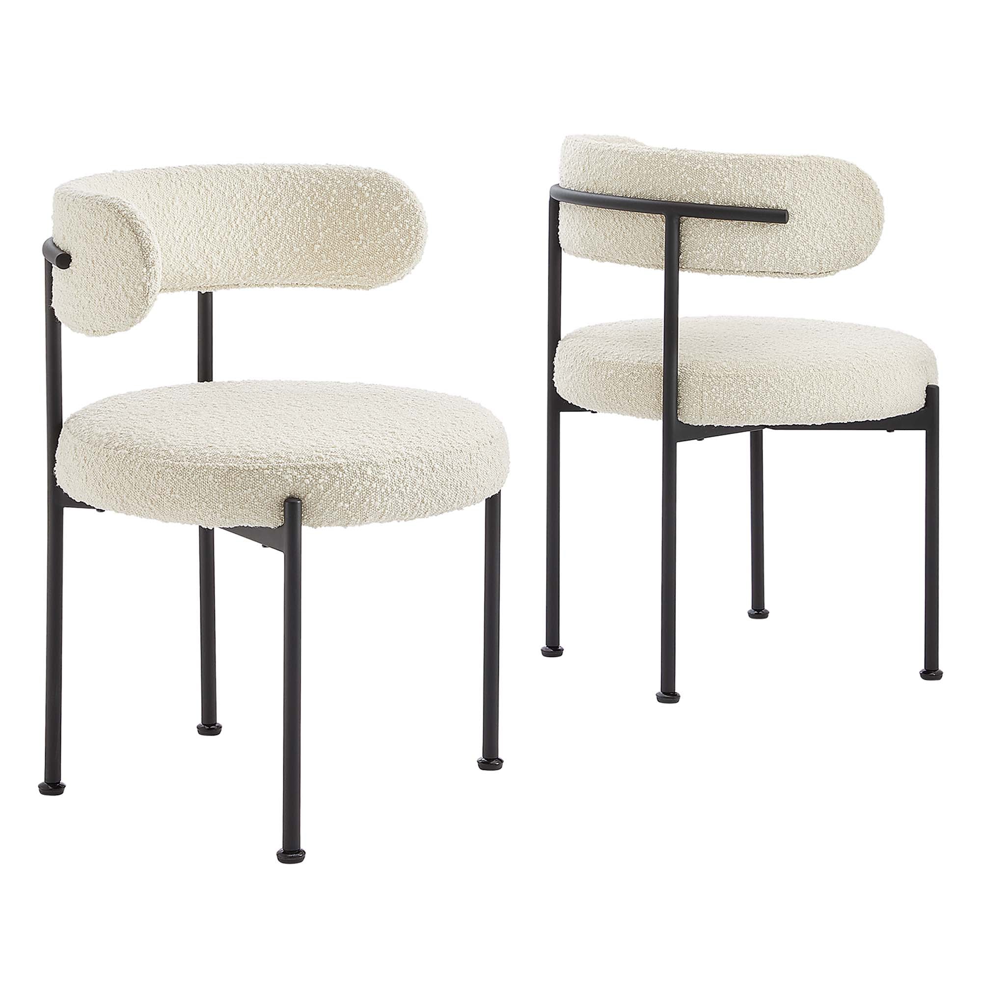 Modway Albie Boucle Fabric Dining Chairs Set of 2