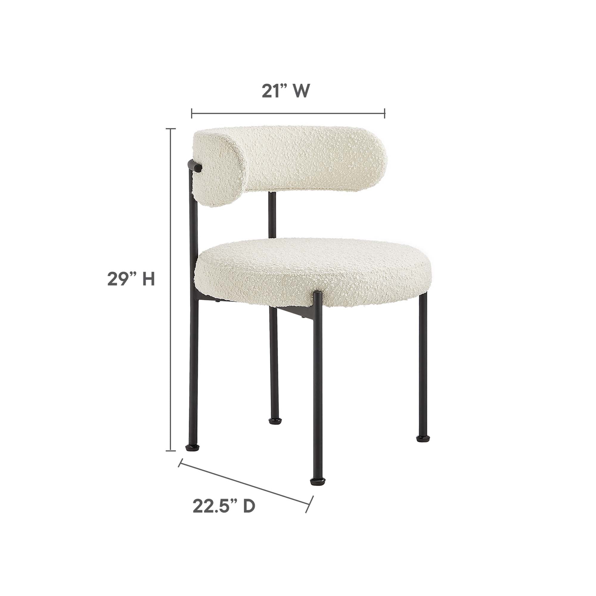 Modway Albie Boucle Fabric Dining Chairs Set of 2