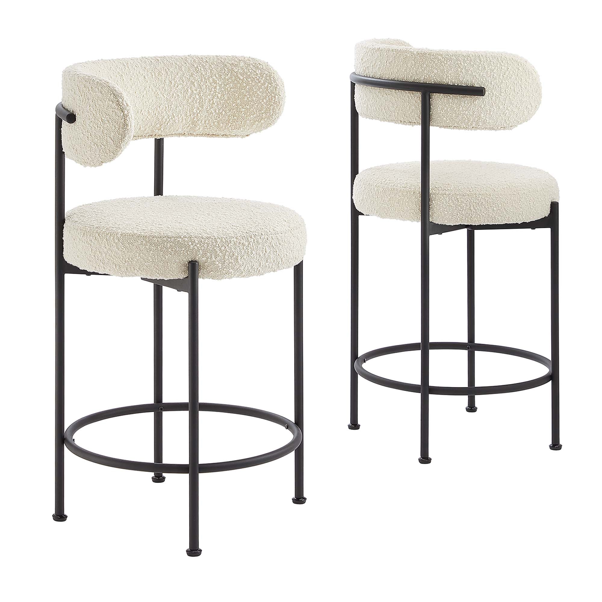 Modway Albie Boucle Fabric Counter Stools Set of 2
