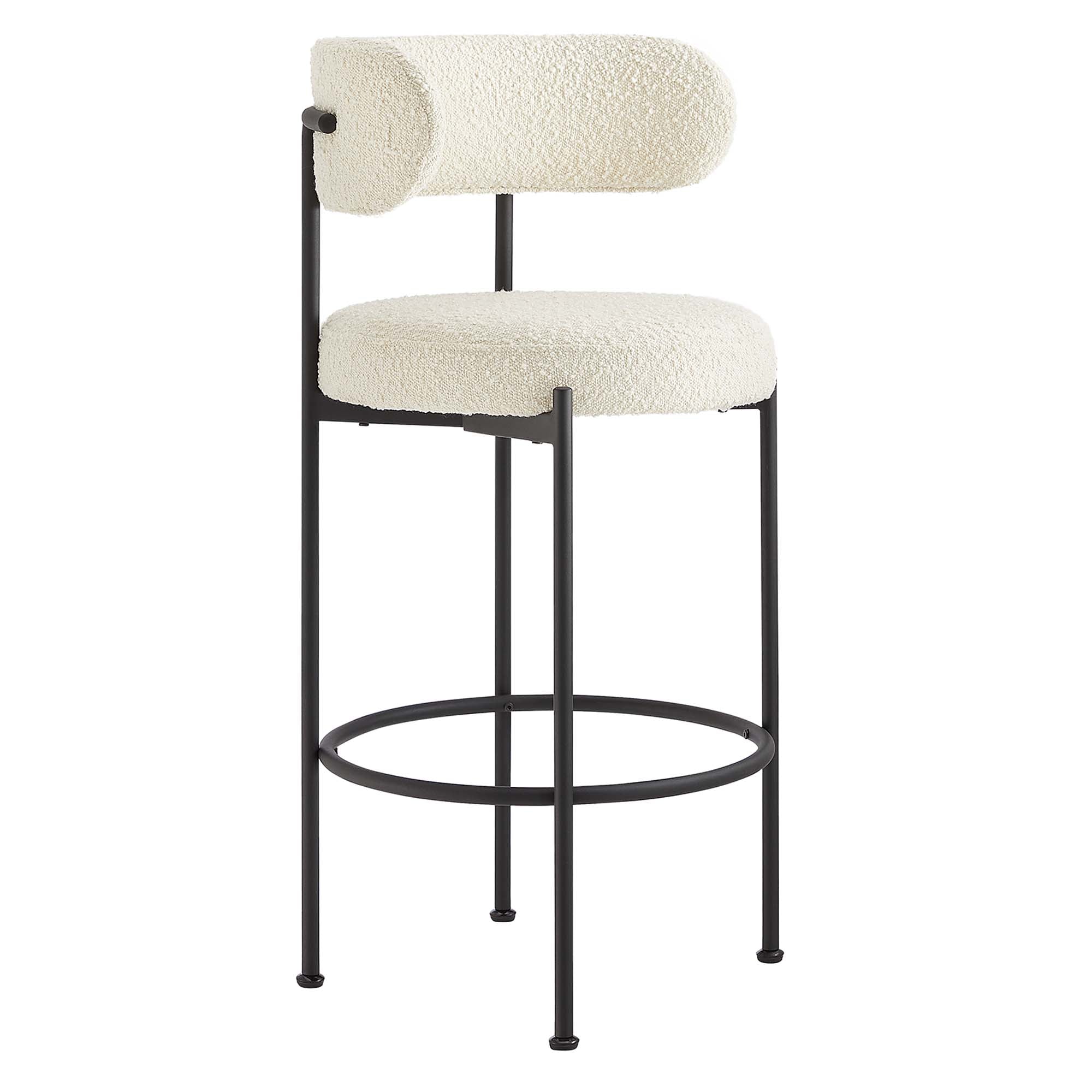 Modway Albie Boucle Fabric Bar Stools Set of 2