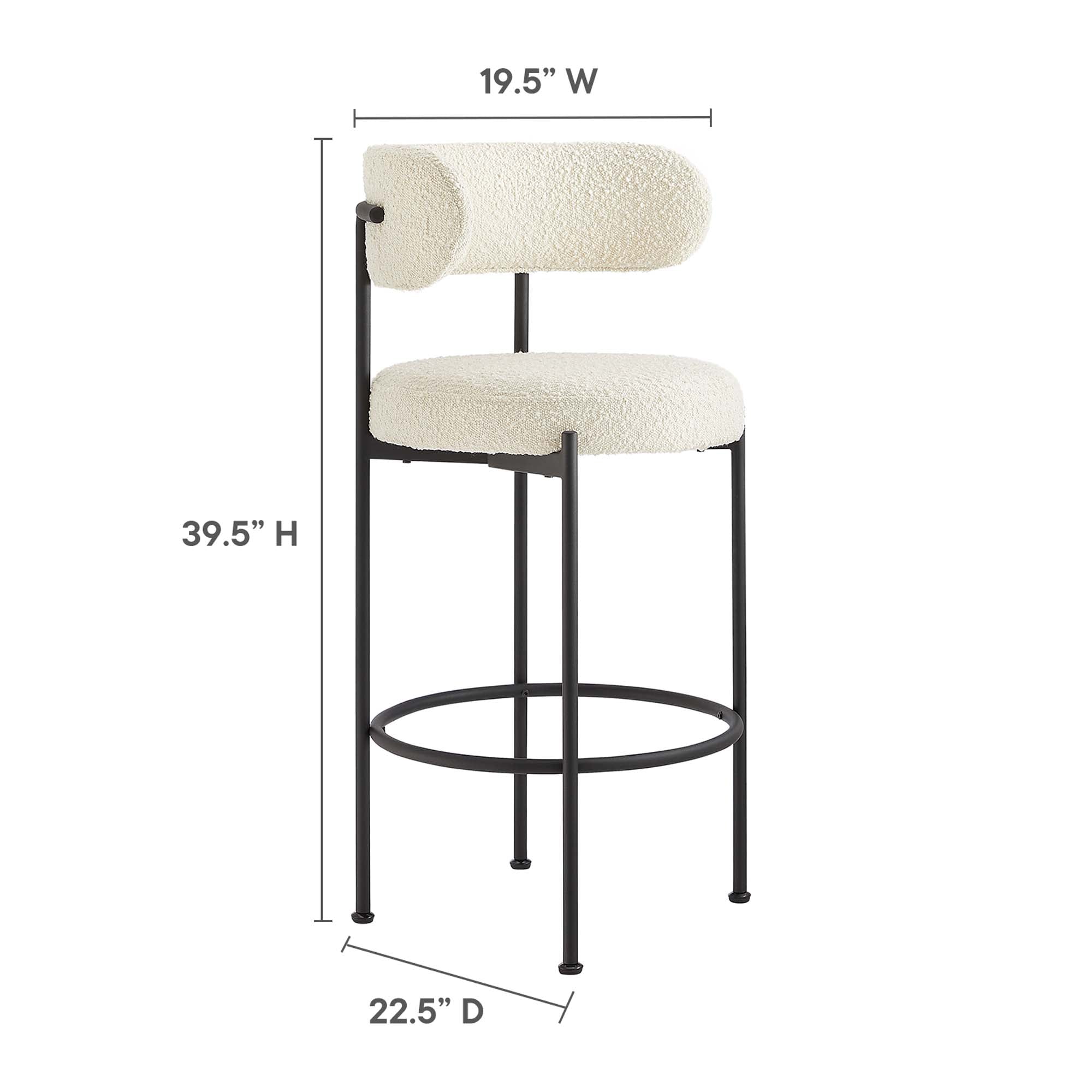 Modway Albie Boucle Fabric Bar Stools Set of 2