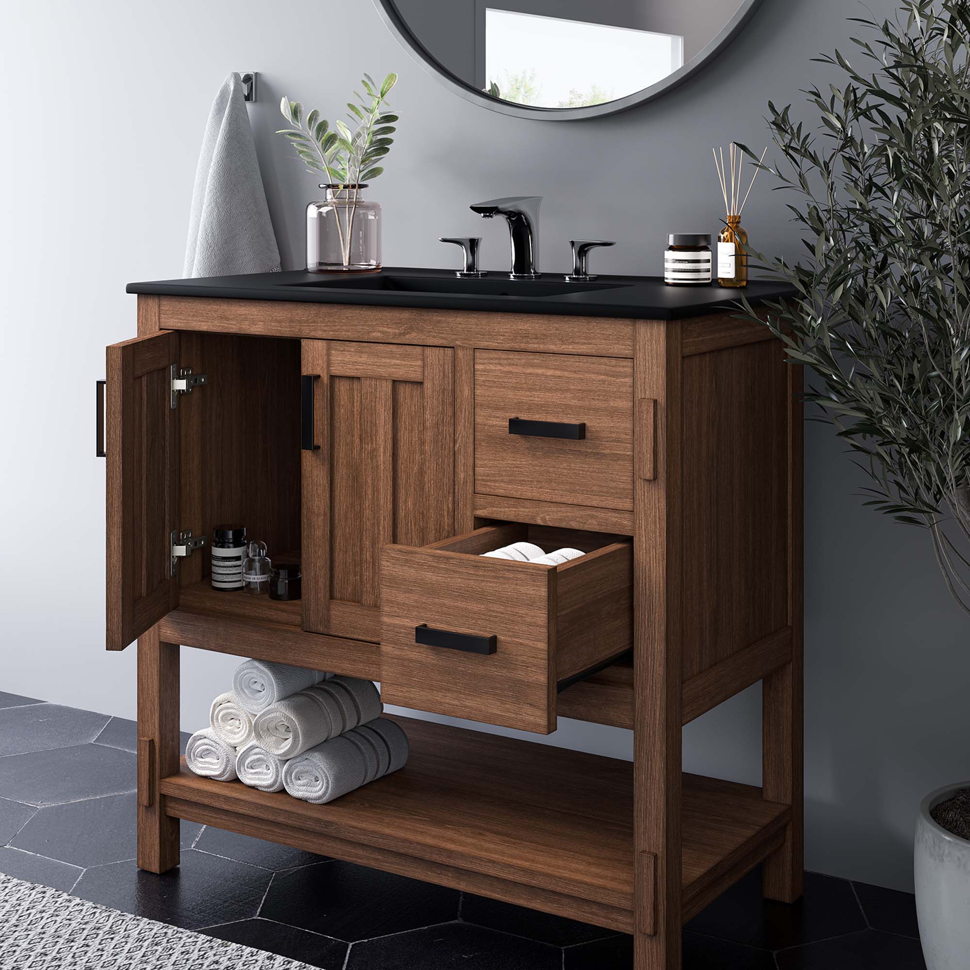 Modway Ashlyn 36” Wood Bathroom Vanity