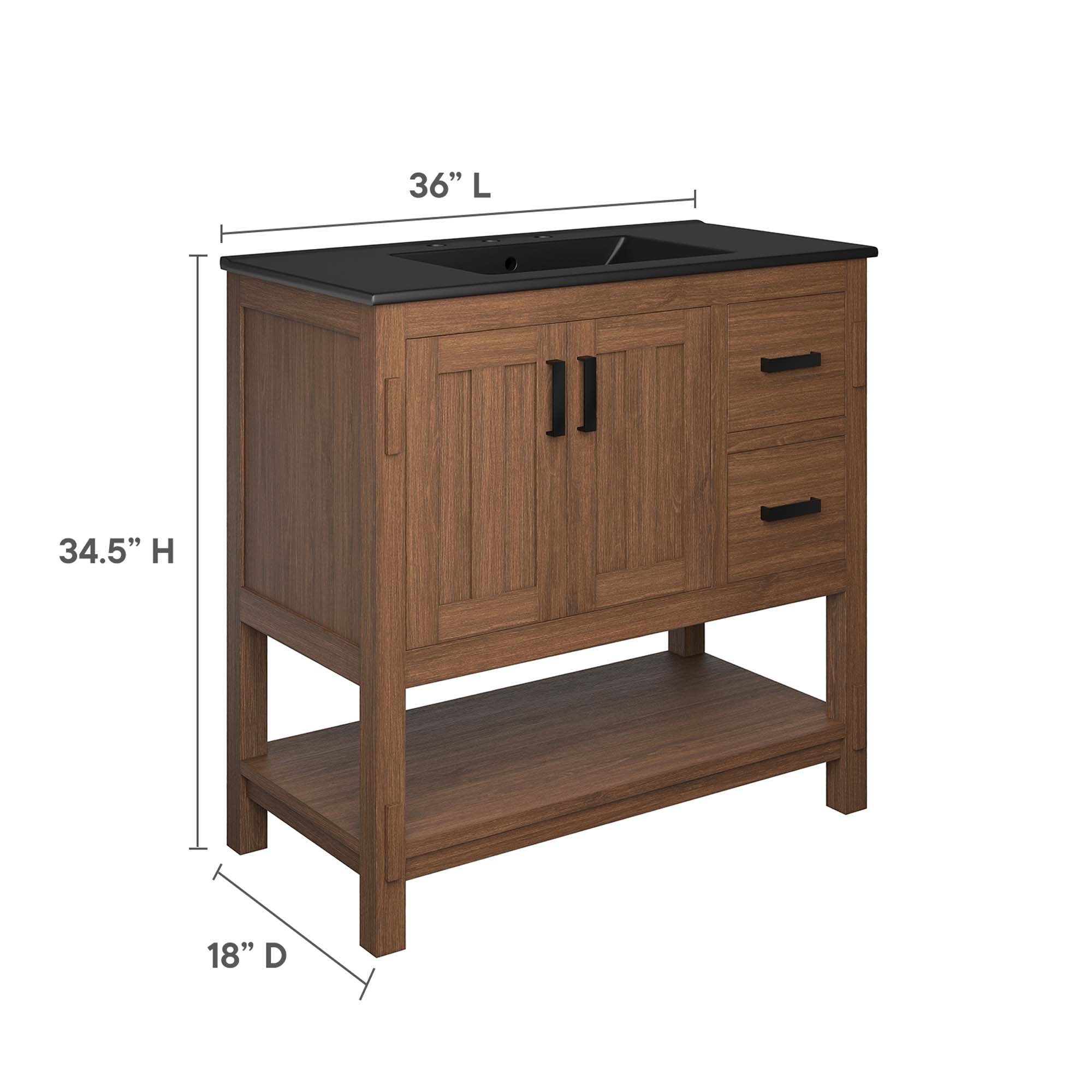 Modway Ashlyn 36” Wood Bathroom Vanity