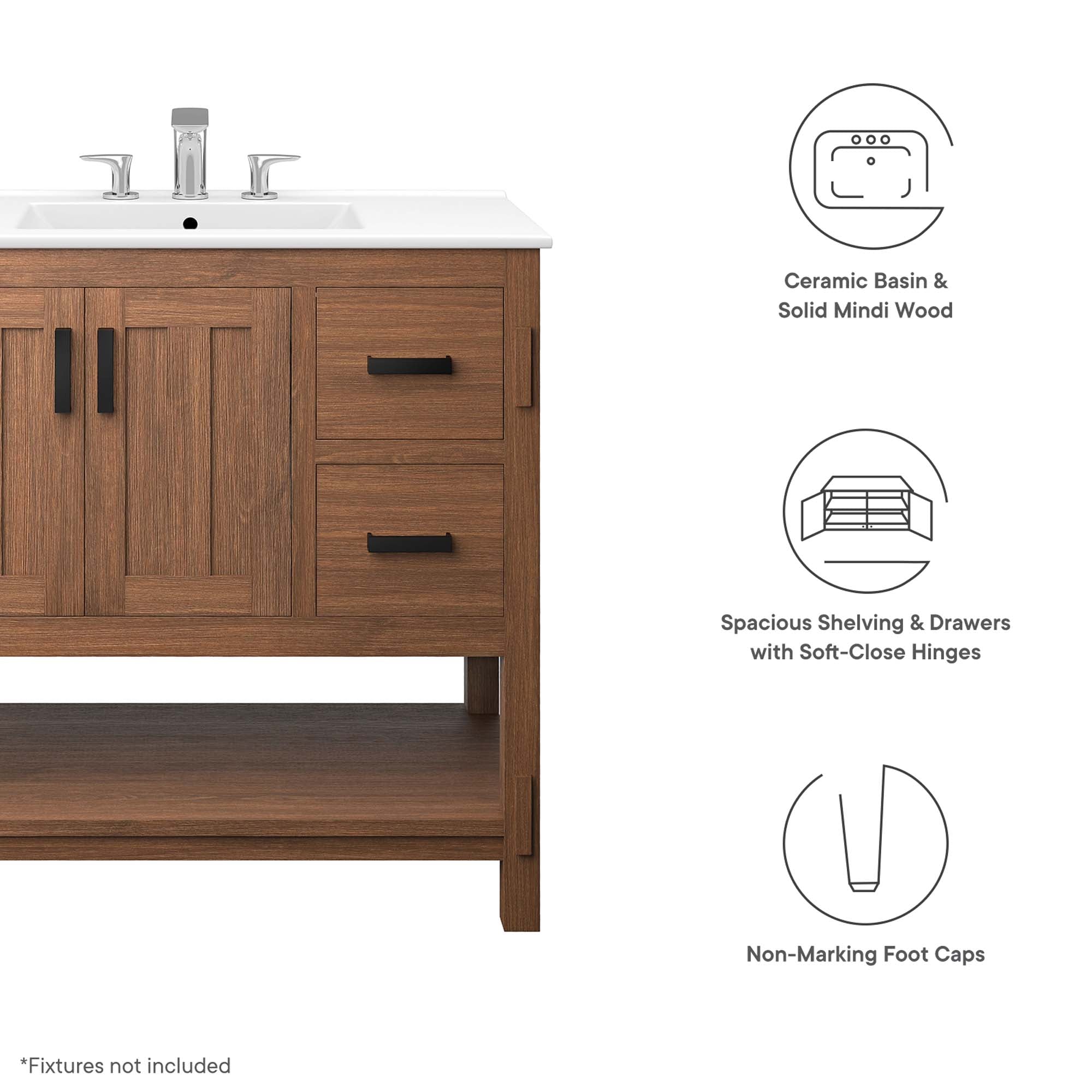 Modway Ashlyn 36” Wood Bathroom Vanity