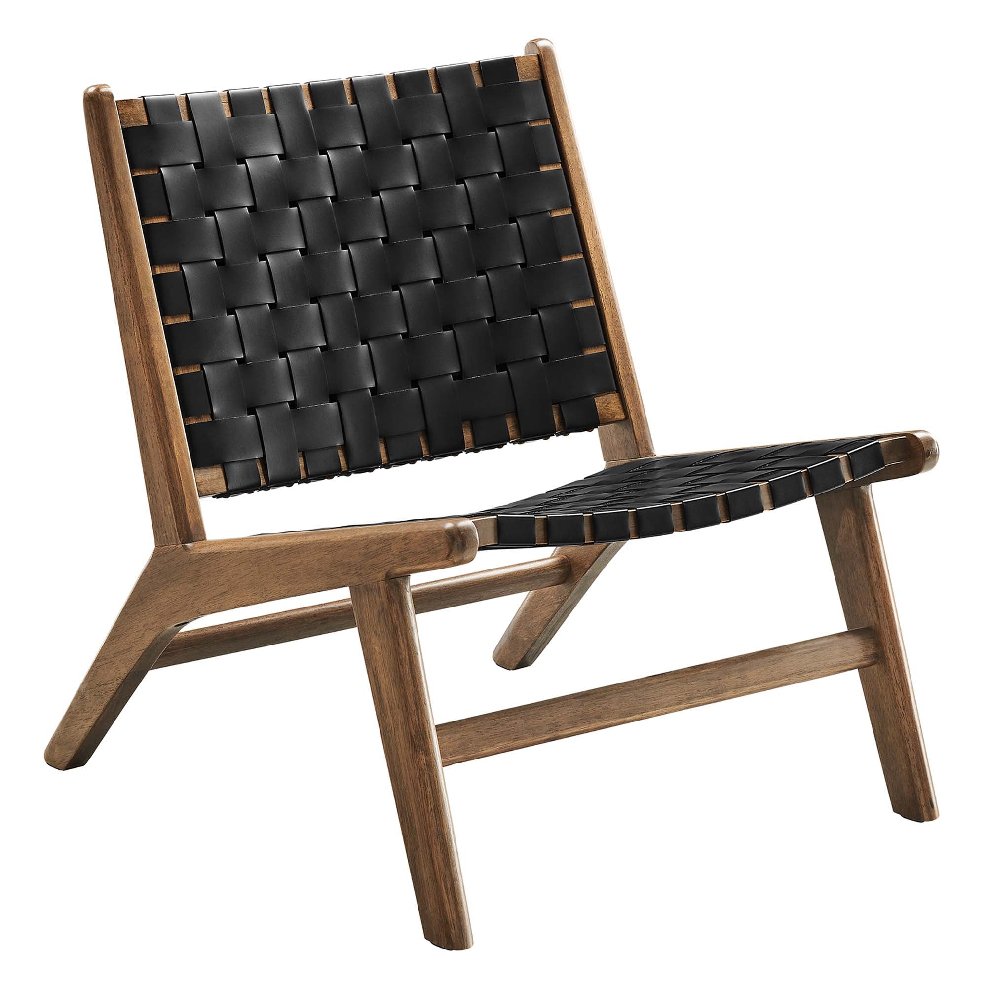 Modway Saoirse Leather Wood Accent Lounge Chair