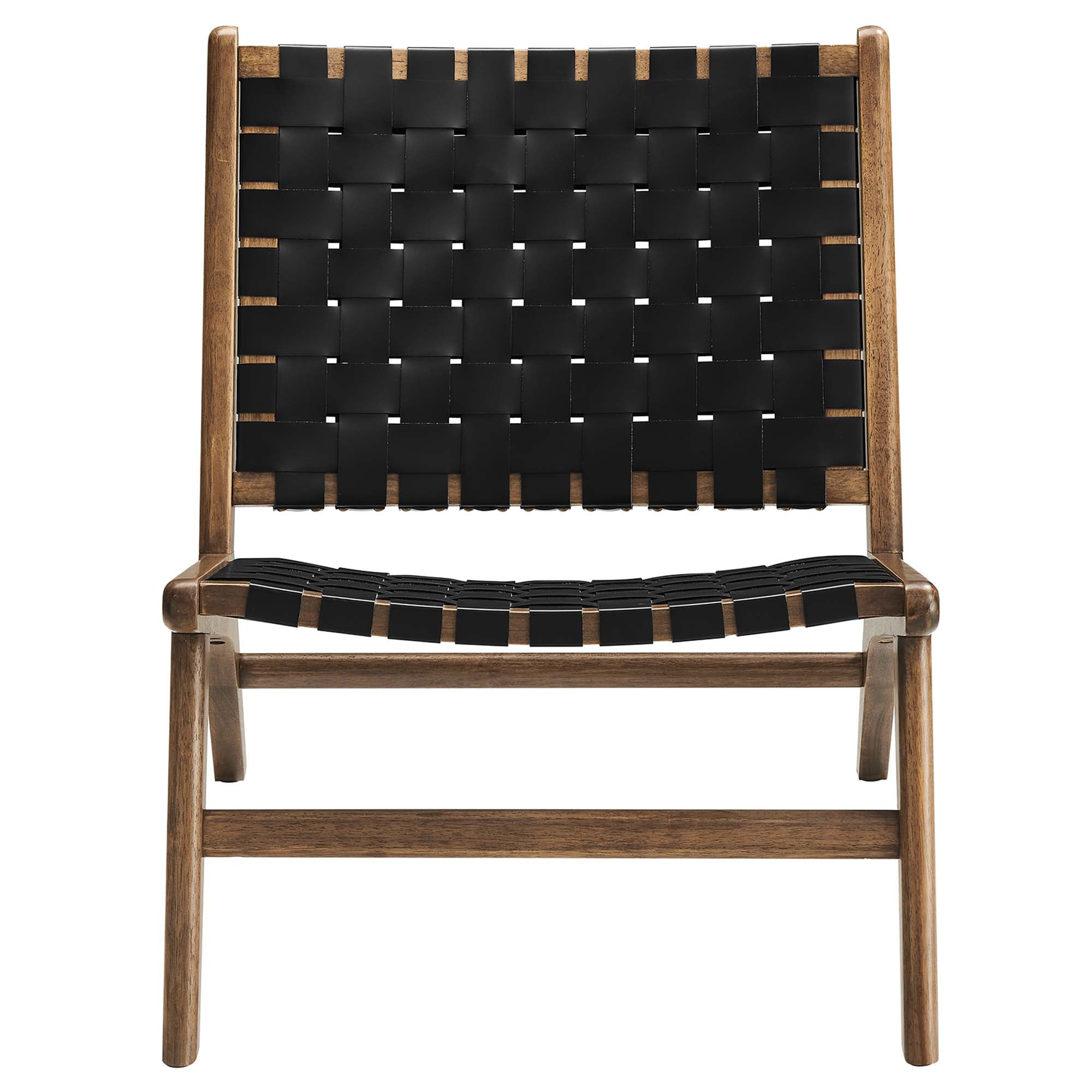 Modway Saoirse Leather Wood Accent Lounge Chair