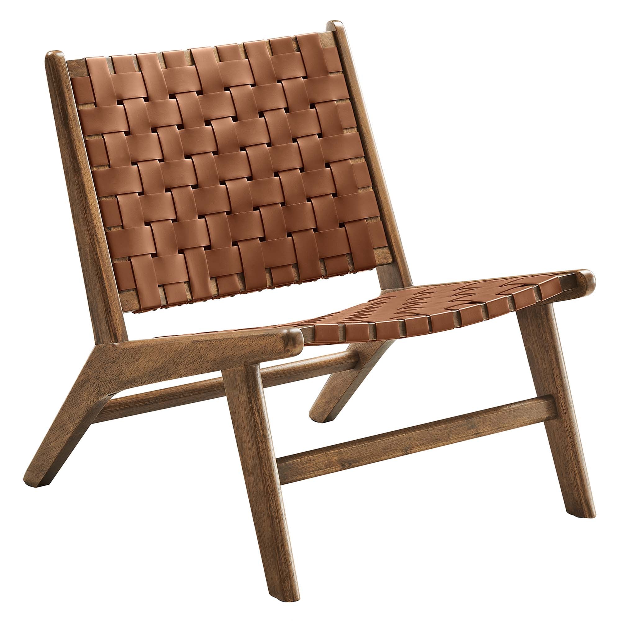 Modway Saoirse Leather Wood Accent Lounge Chair