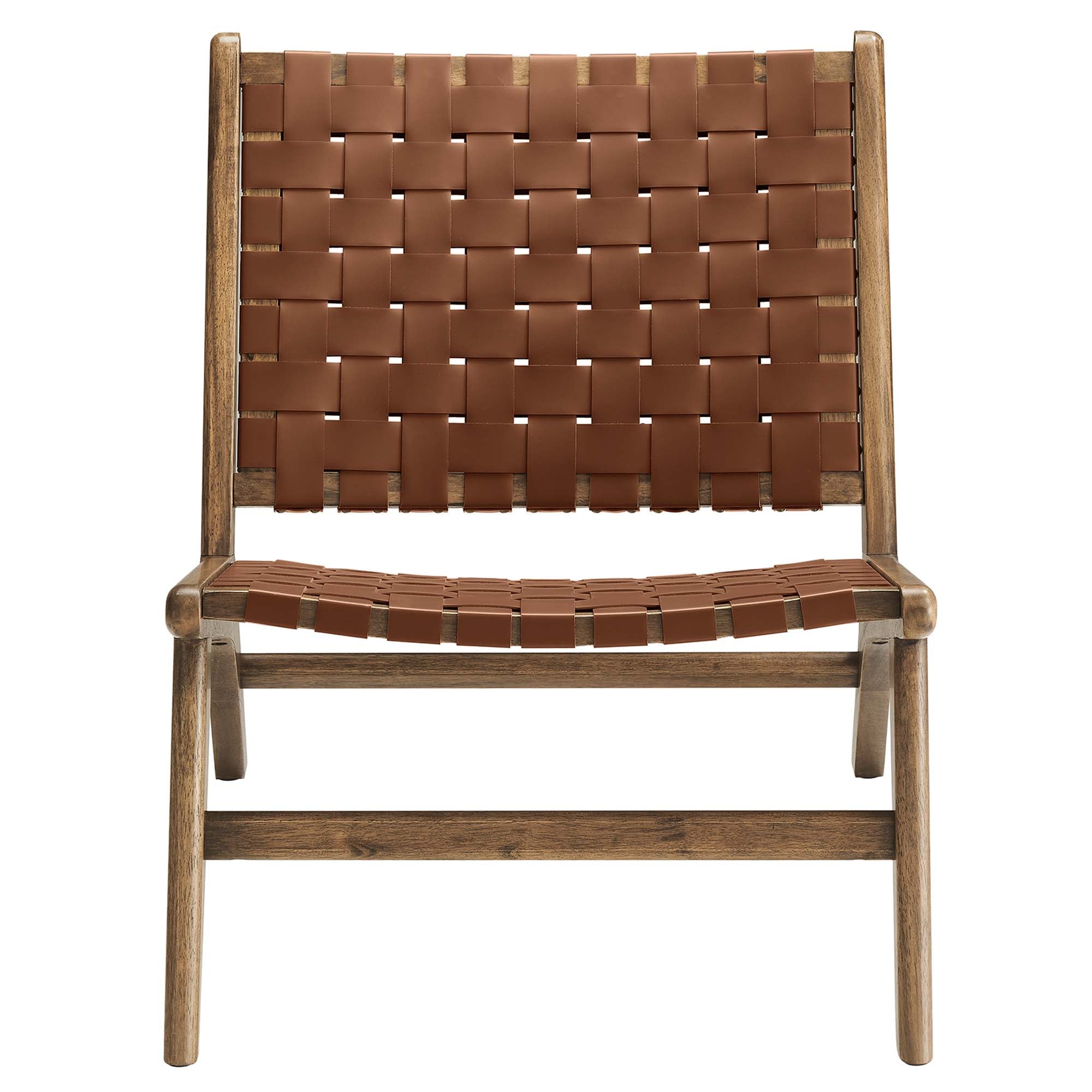 Modway Saoirse Leather Wood Accent Lounge Chair