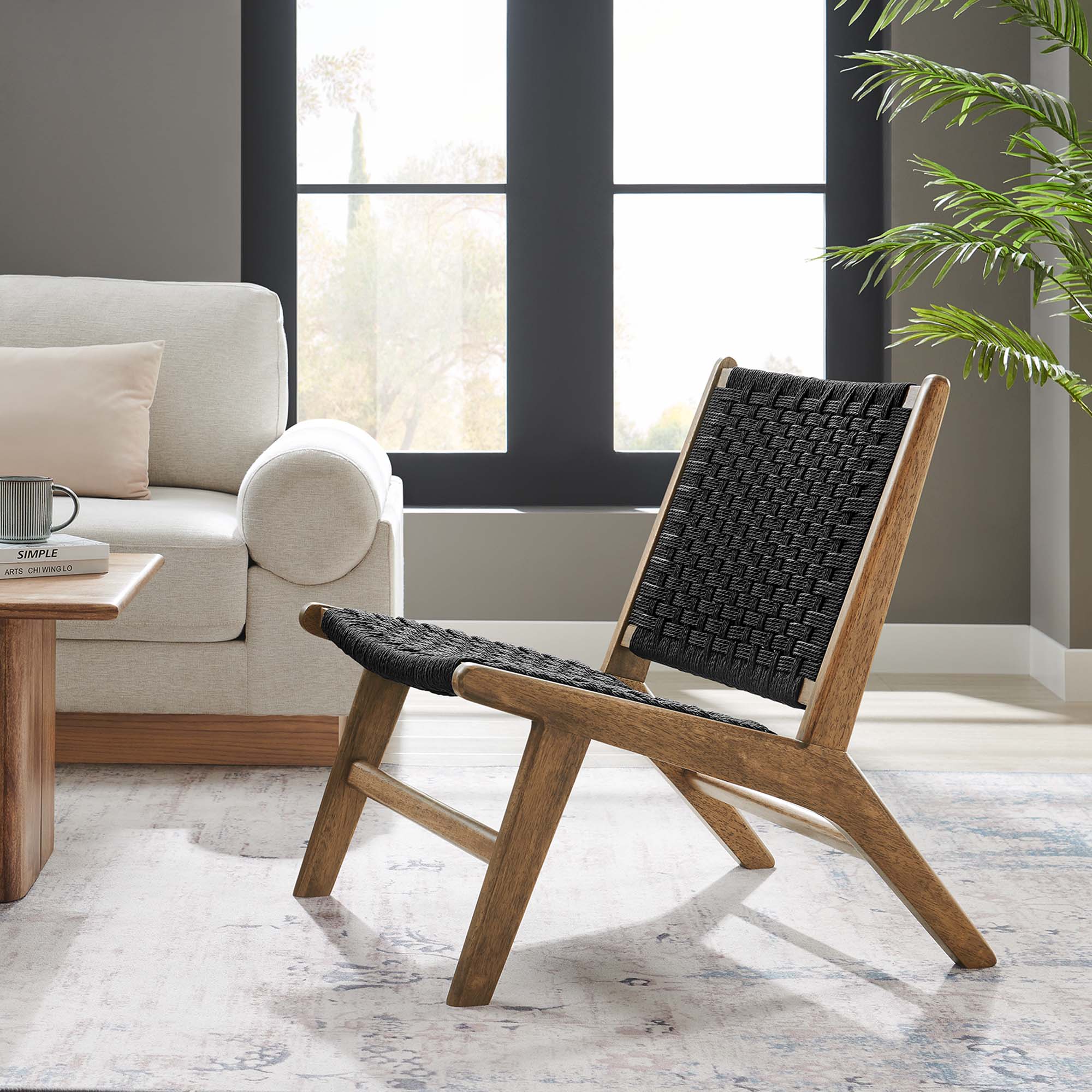 Modway Saoirse Woven Rope Wood Accent Lounge Chair
