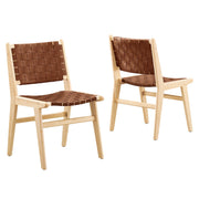 Modway Saoirse Leather Wood Dining Side Chair Set of 2