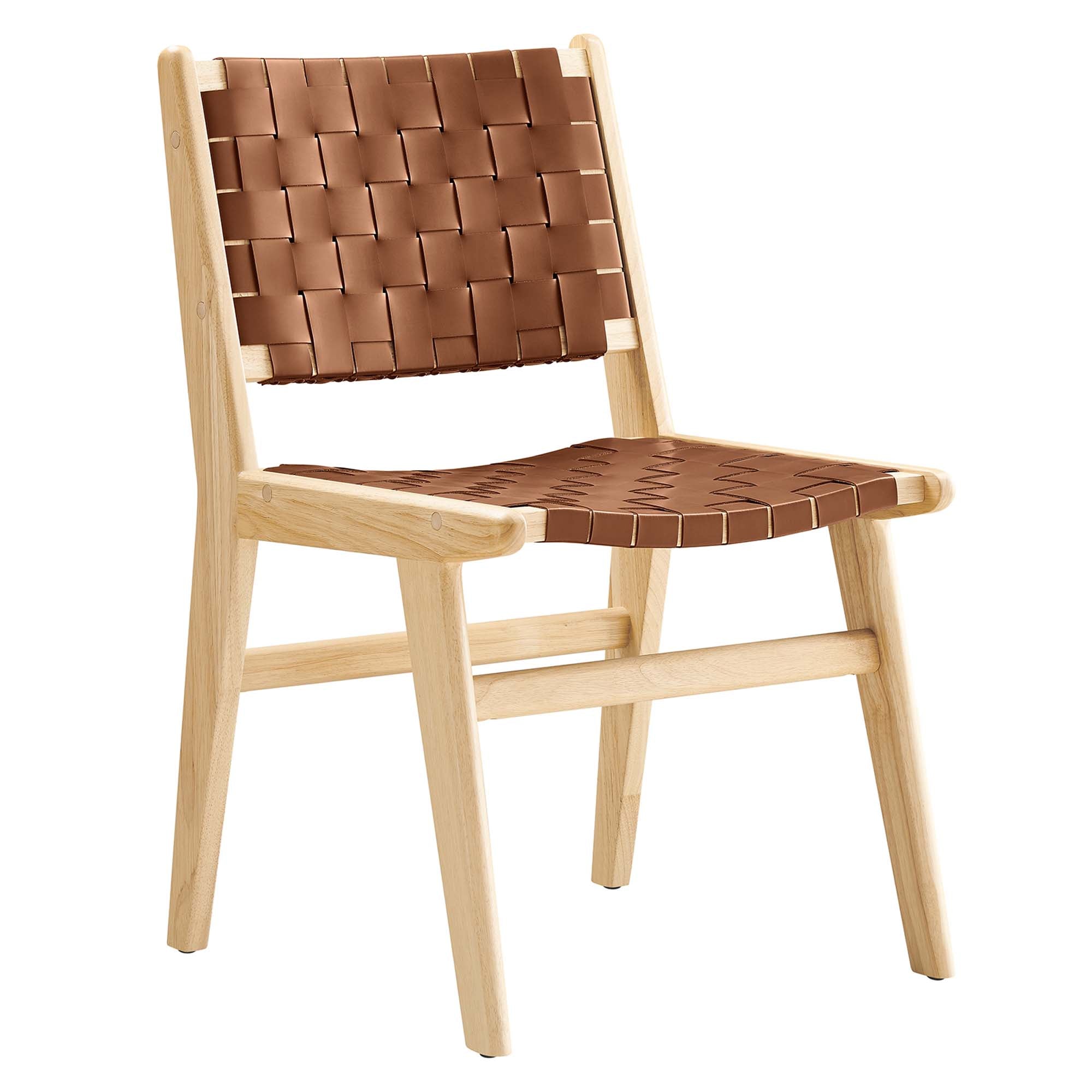 Modway Saoirse Leather Wood Dining Side Chair Set of 2