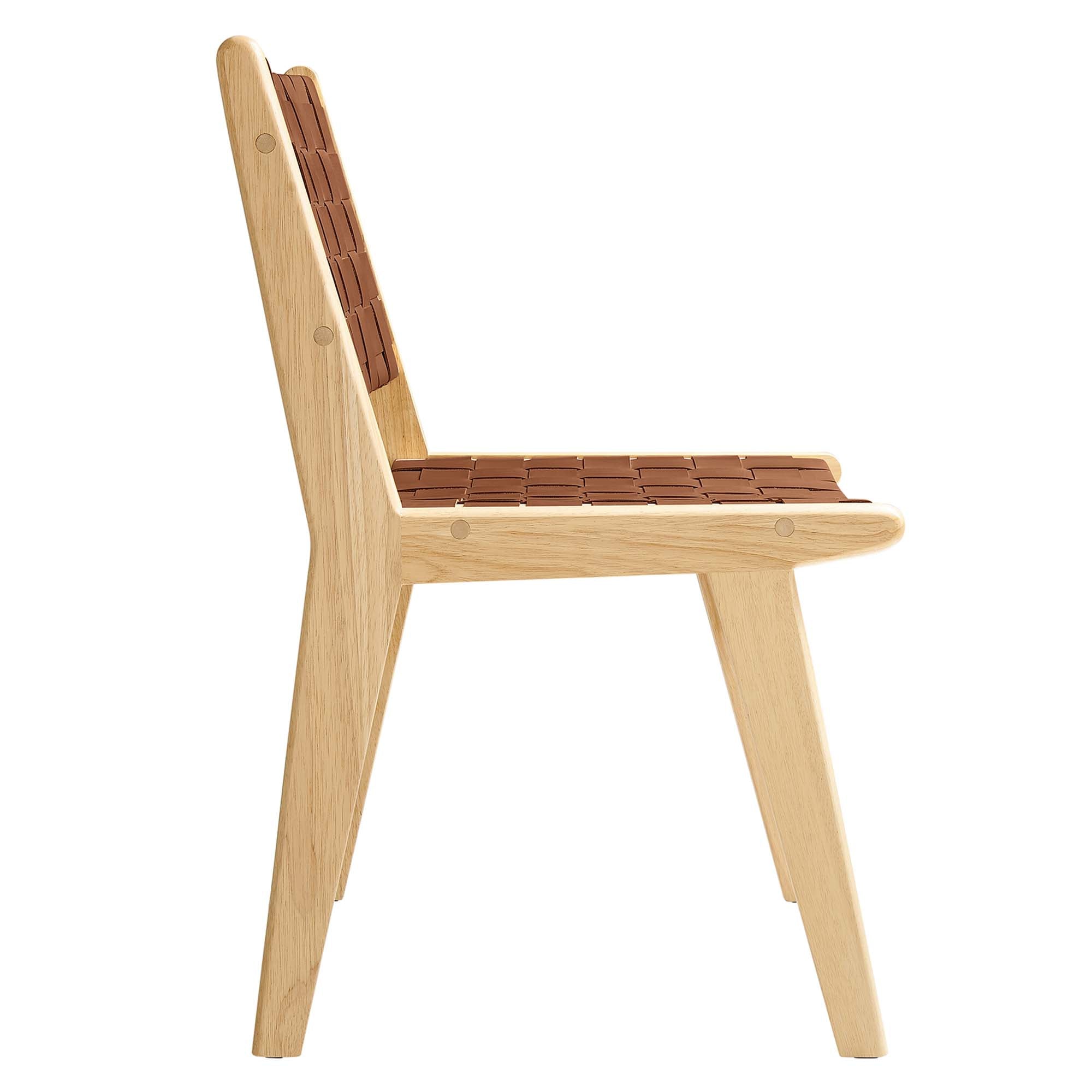 Modway Saoirse Leather Wood Dining Side Chair Set of 2