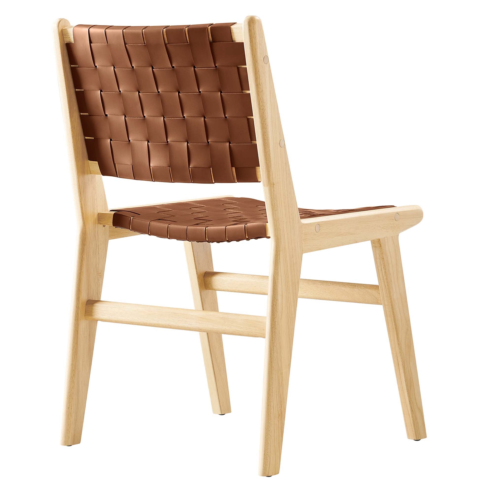 Modway Saoirse Leather Wood Dining Side Chair Set of 2