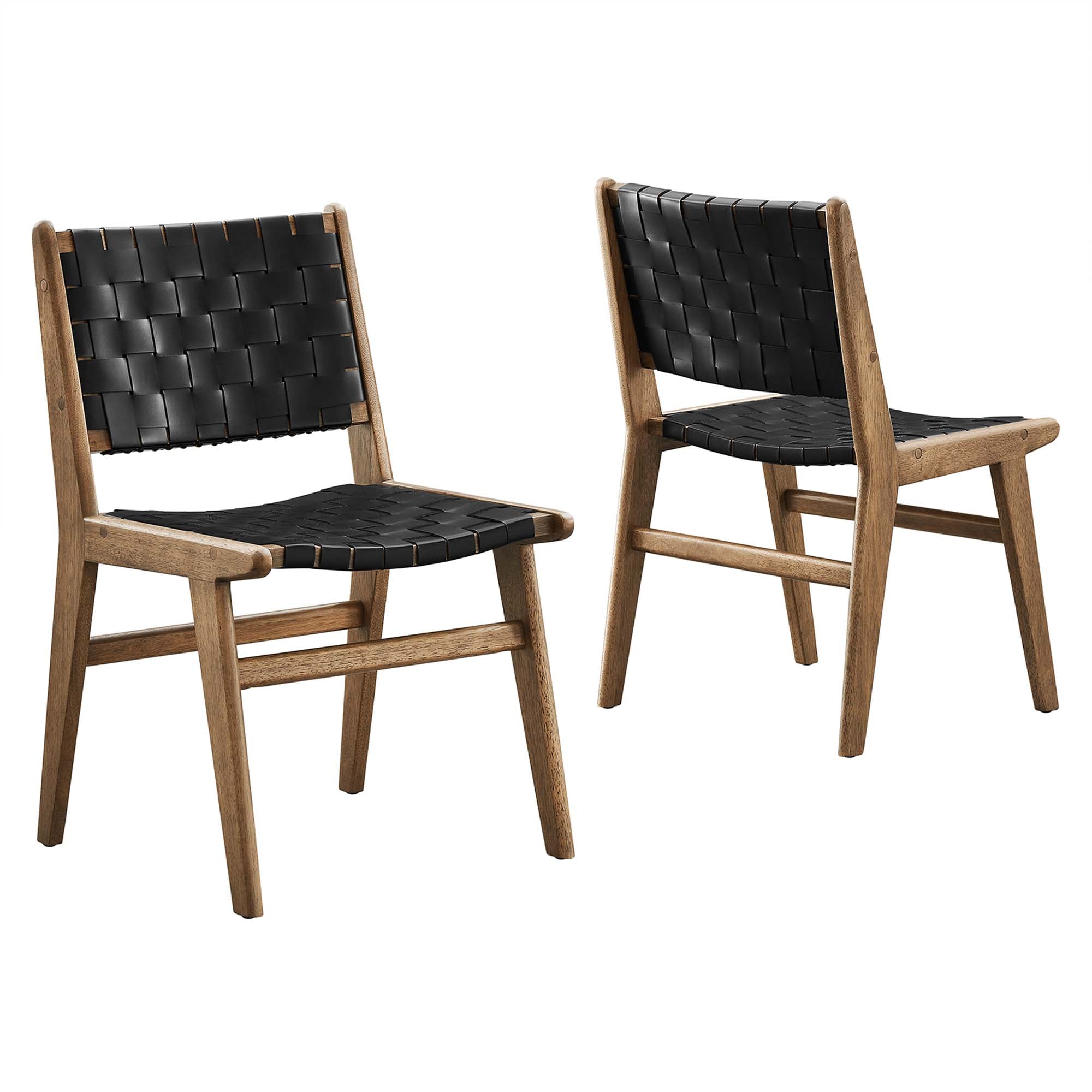 Modway Saoirse Leather Wood Dining Side Chair Set of 2