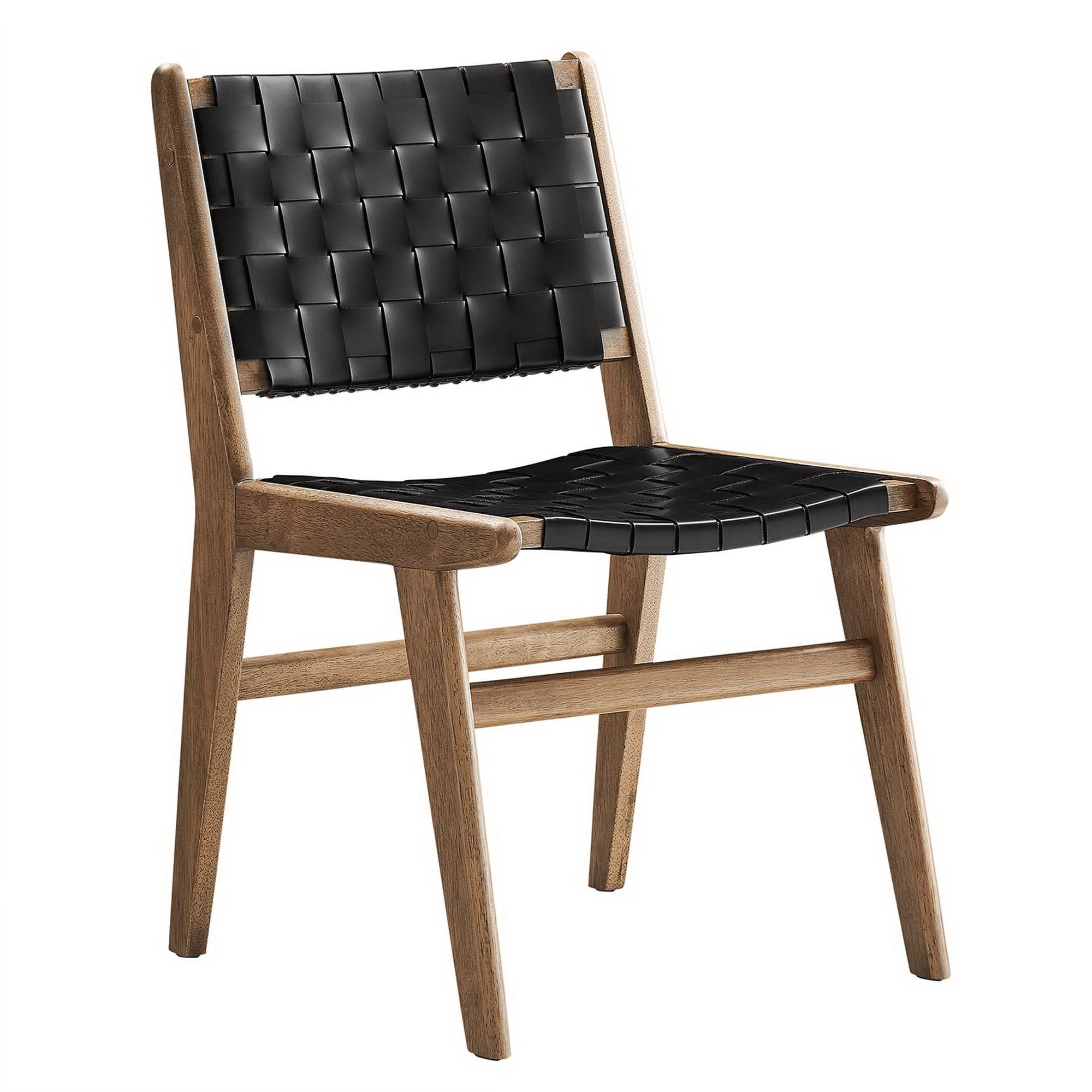 Modway Saoirse Leather Wood Dining Side Chair Set of 2