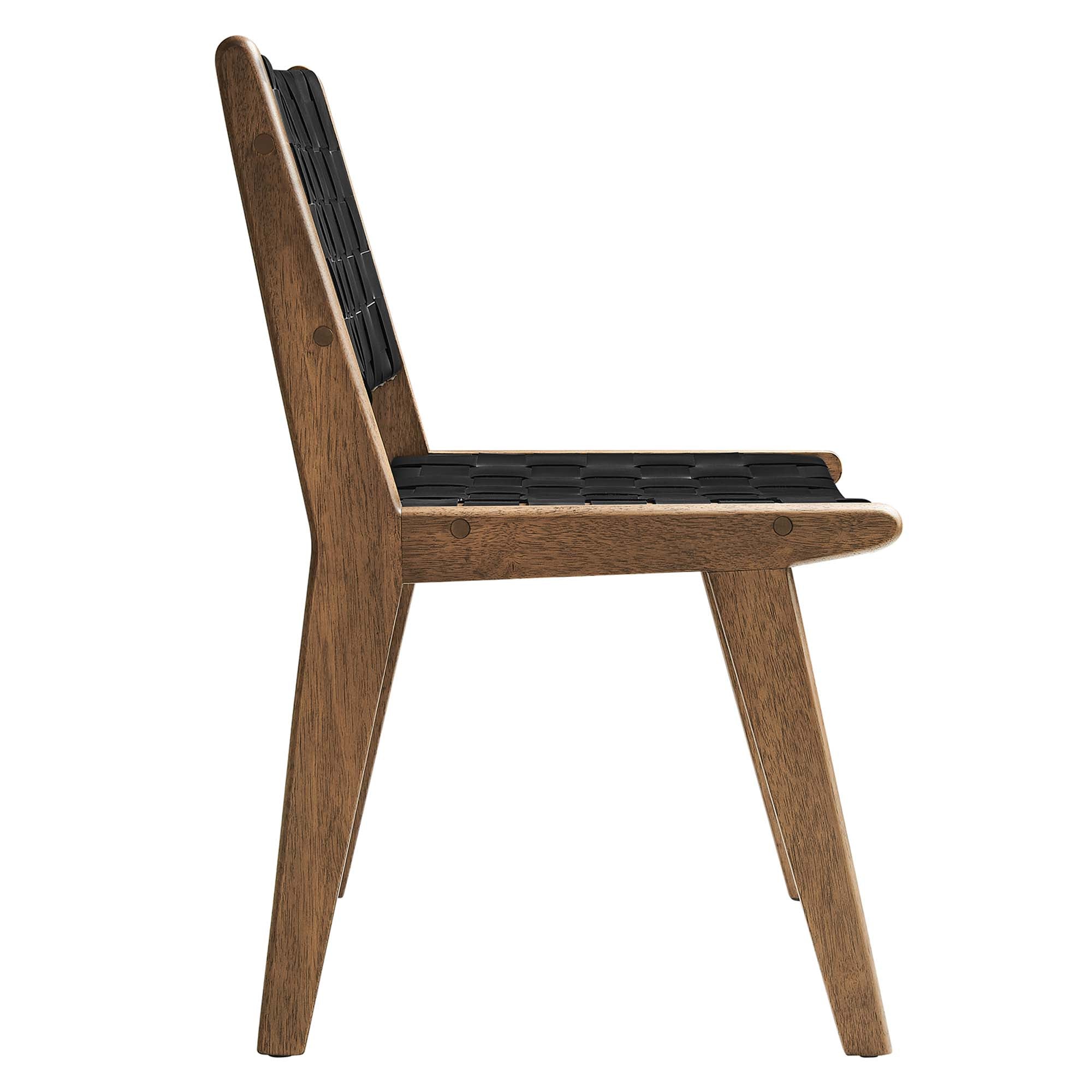 Modway Saoirse Leather Wood Dining Side Chair Set of 2