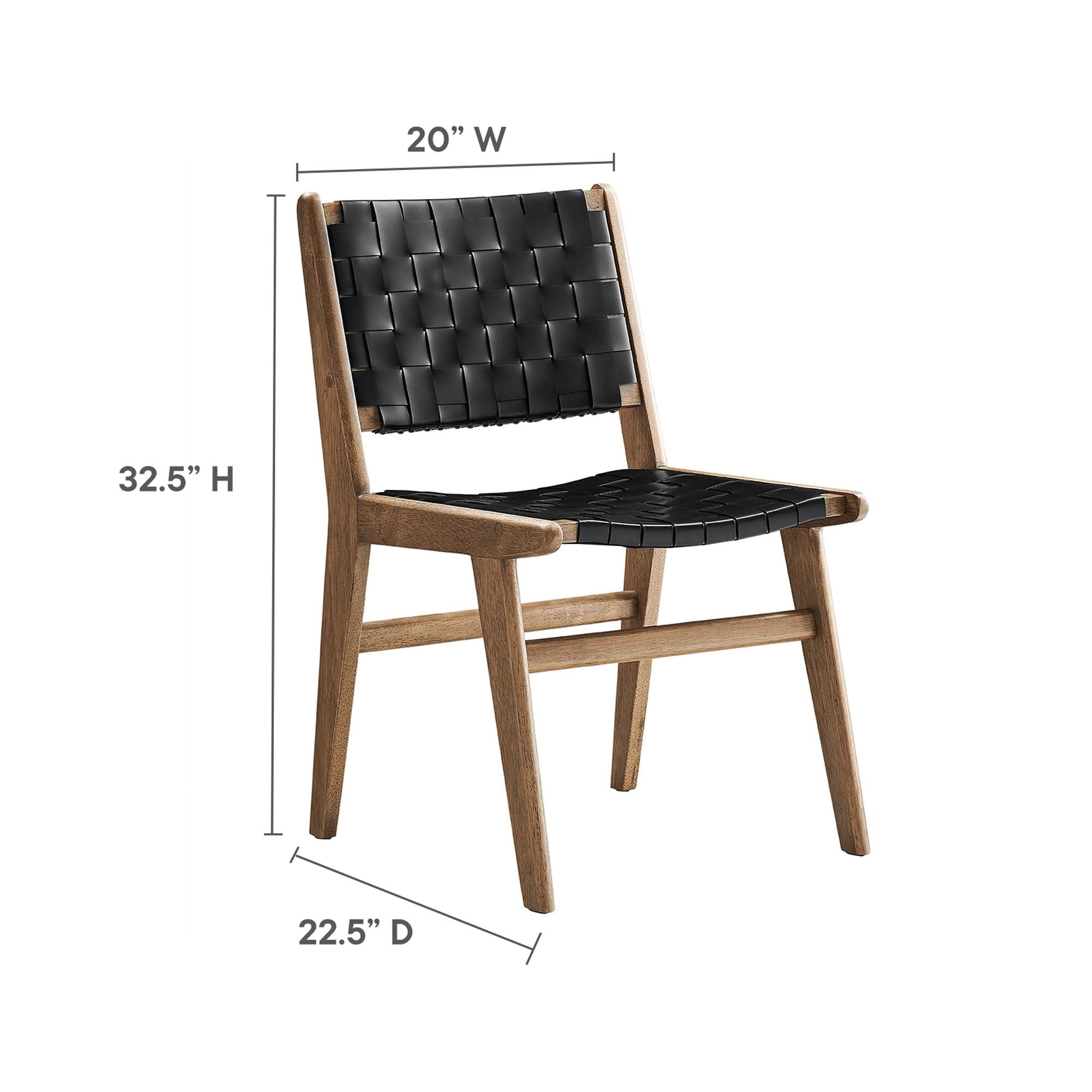 Modway Saoirse Leather Wood Dining Side Chair Set of 2