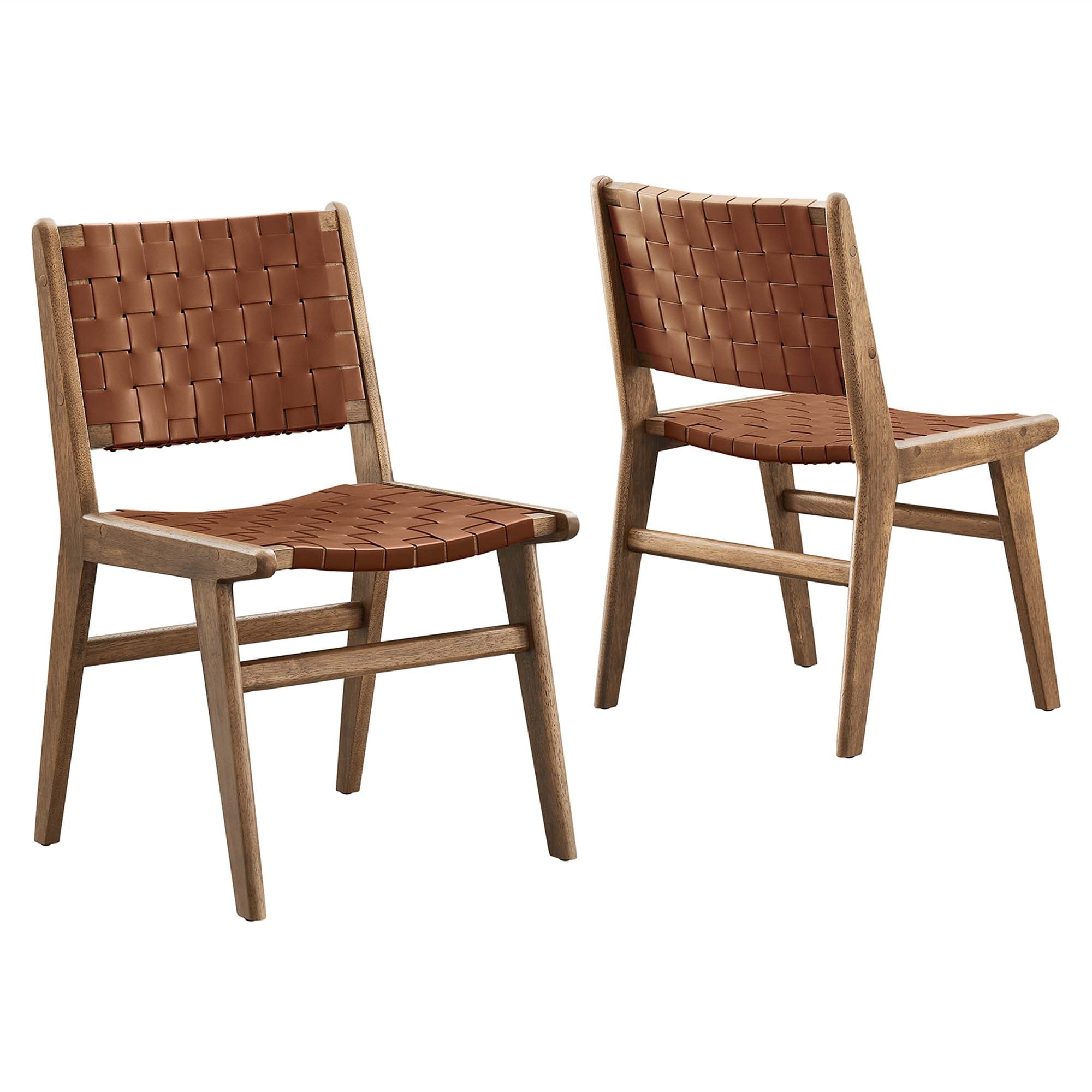 Modway Saoirse Leather Wood Dining Side Chair Set of 2