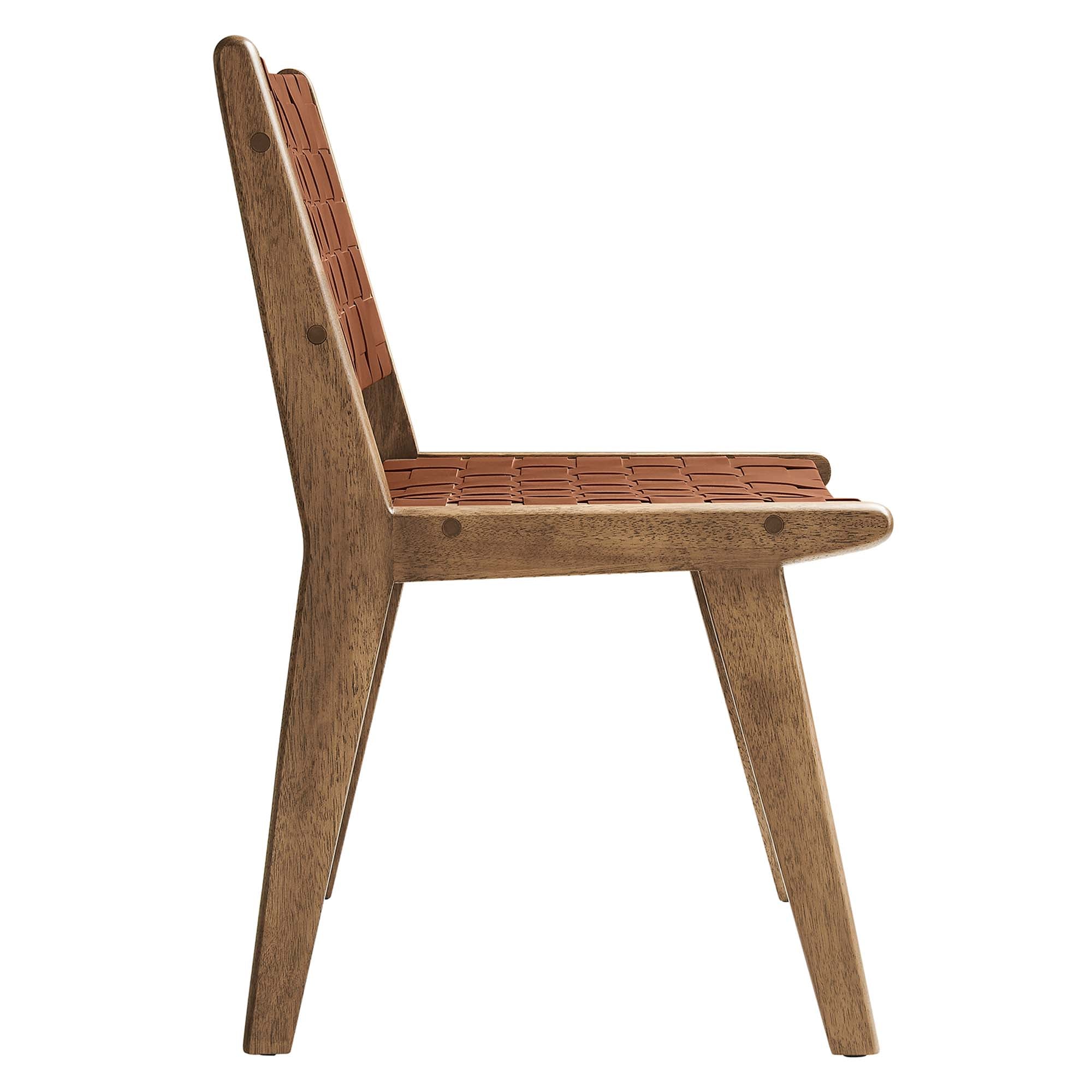Modway Saoirse Leather Wood Dining Side Chair Set of 2
