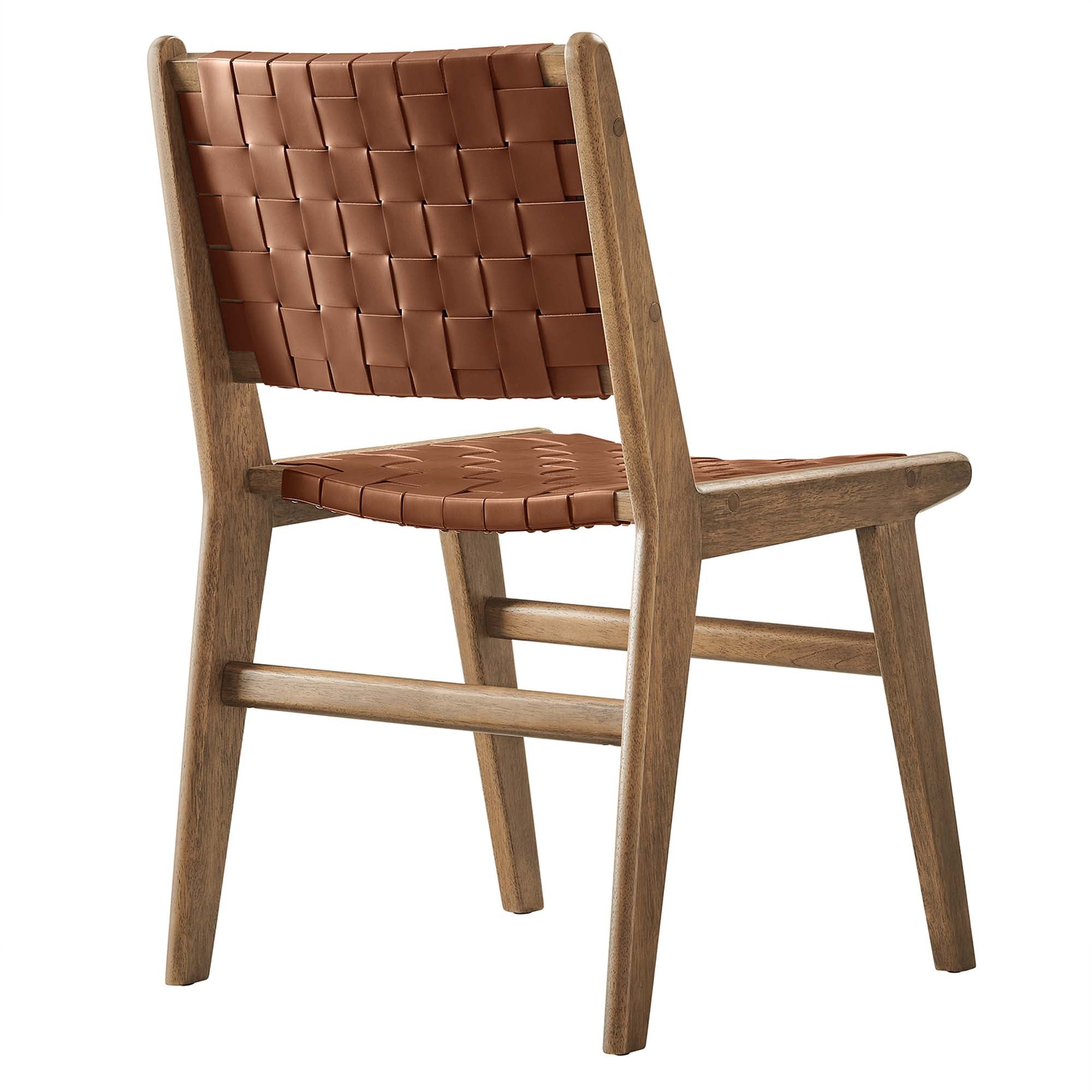 Modway Saoirse Leather Wood Dining Side Chair Set of 2
