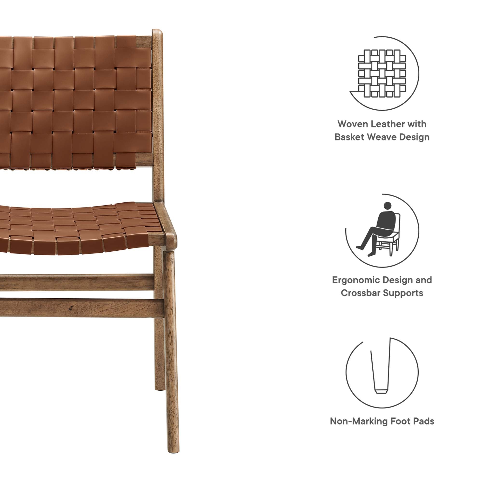 Modway Saoirse Leather Wood Dining Side Chair Set of 2