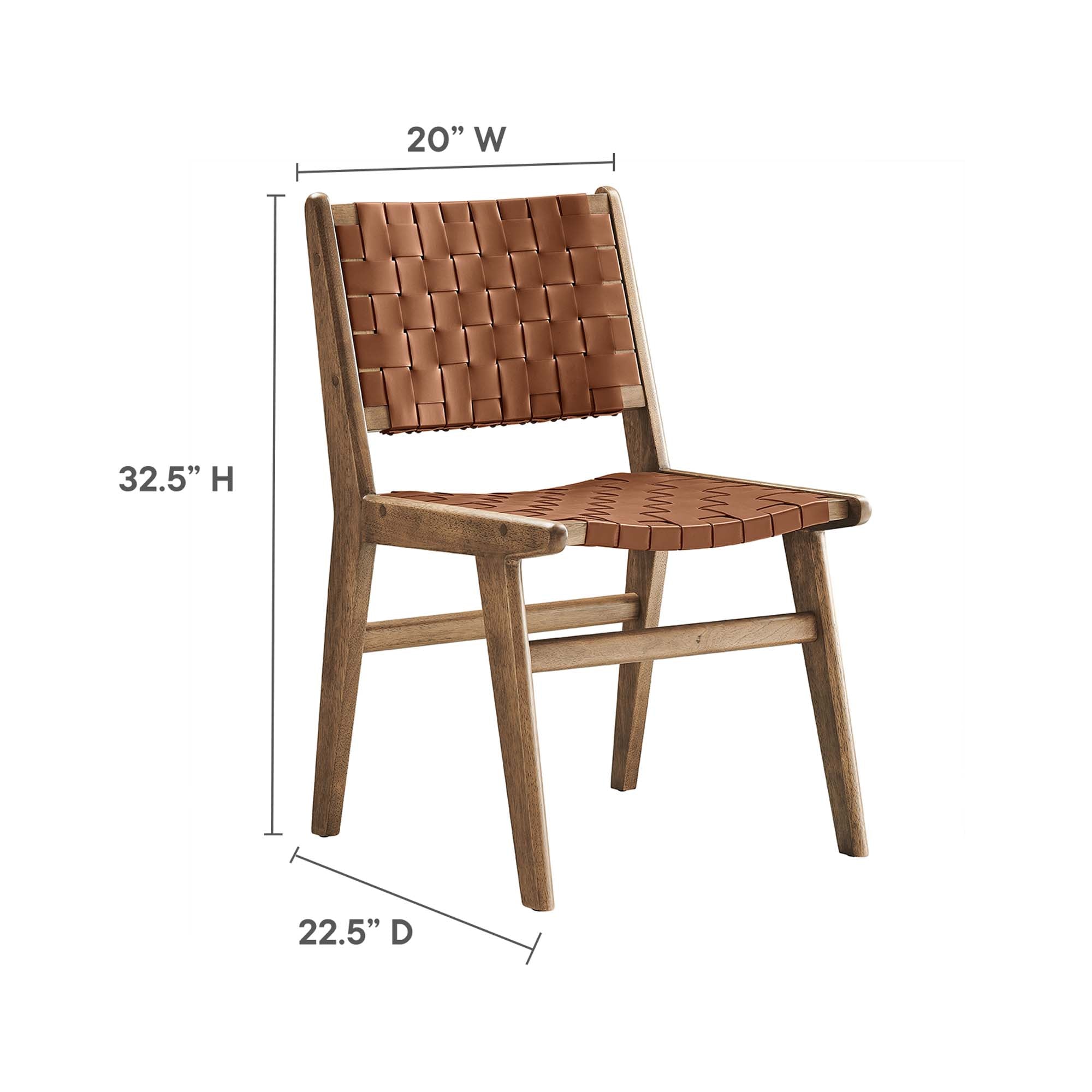 Modway Saoirse Leather Wood Dining Side Chair Set of 2