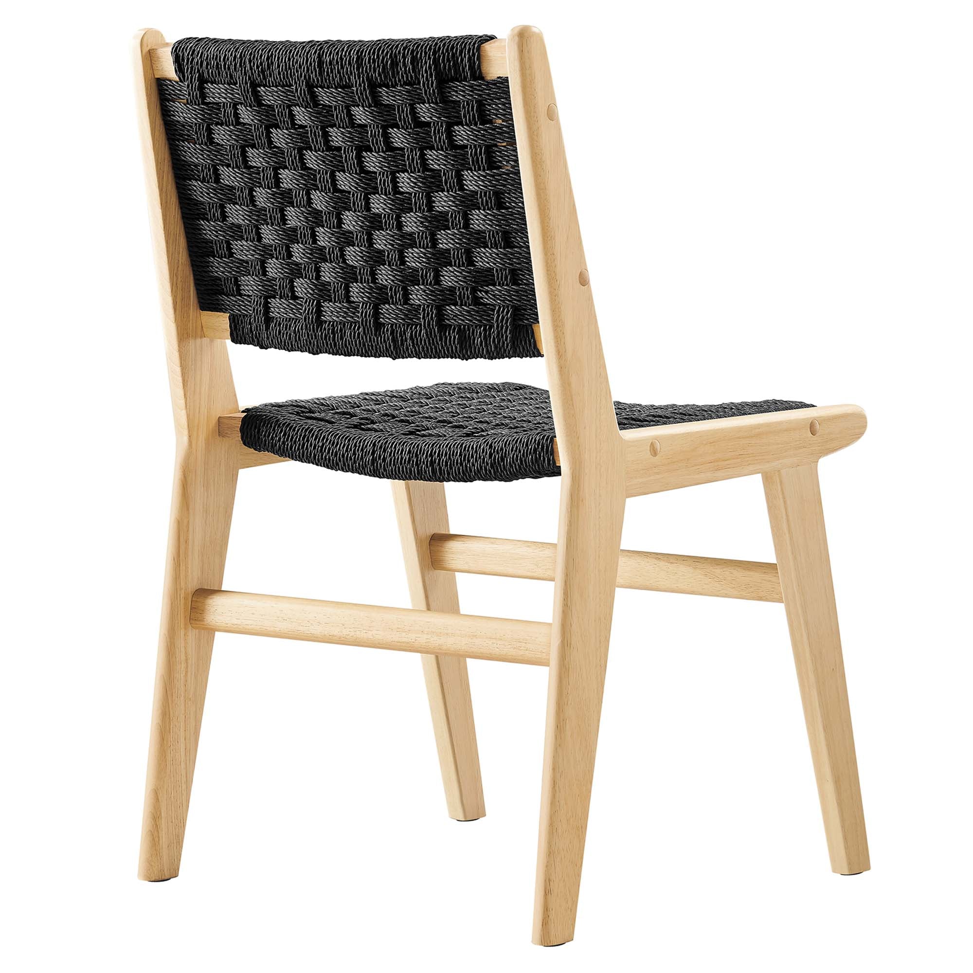 Modway Saoirse Woven Rope Wood Dining Side Chair Set of 2