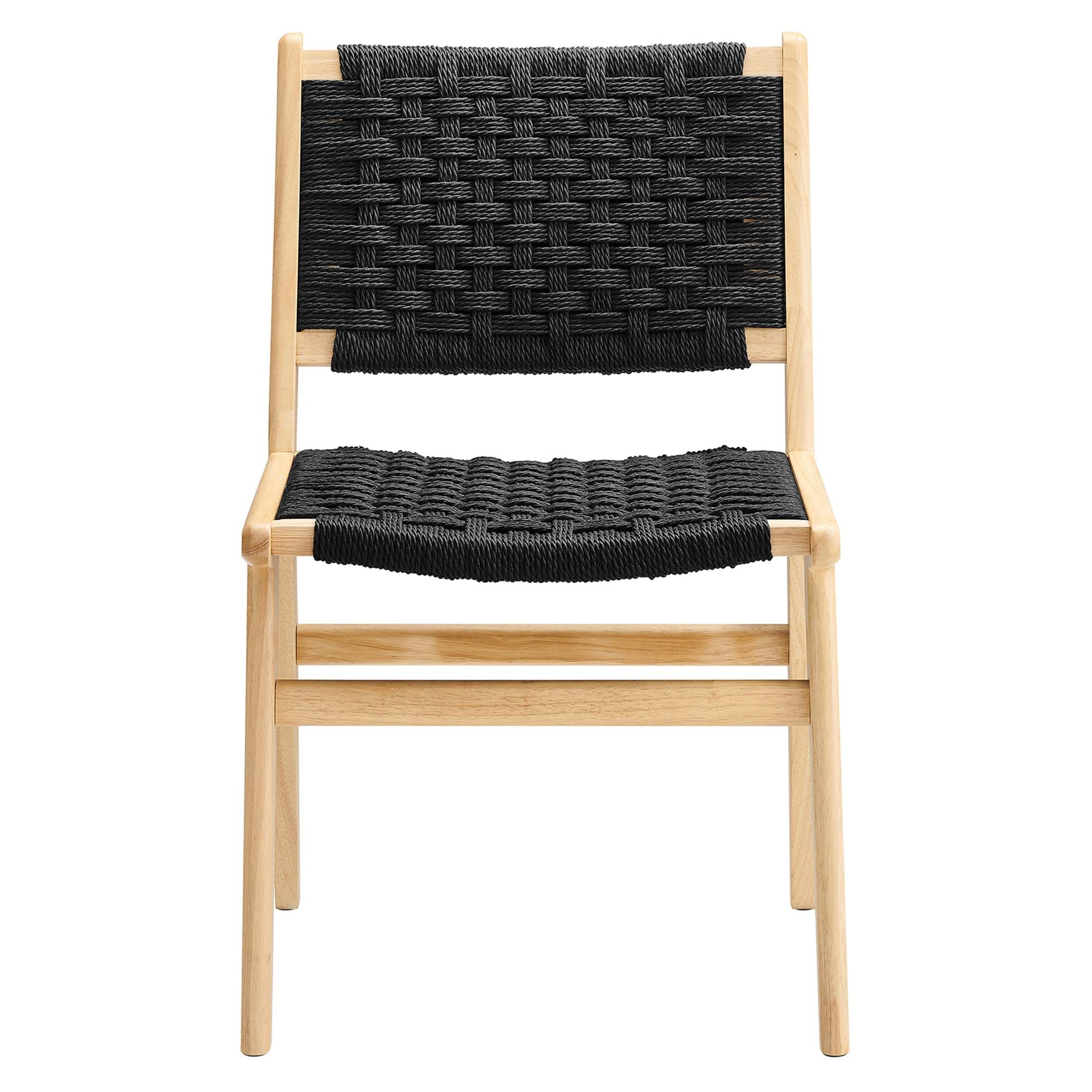 Modway Saoirse Woven Rope Wood Dining Side Chair Set of 2