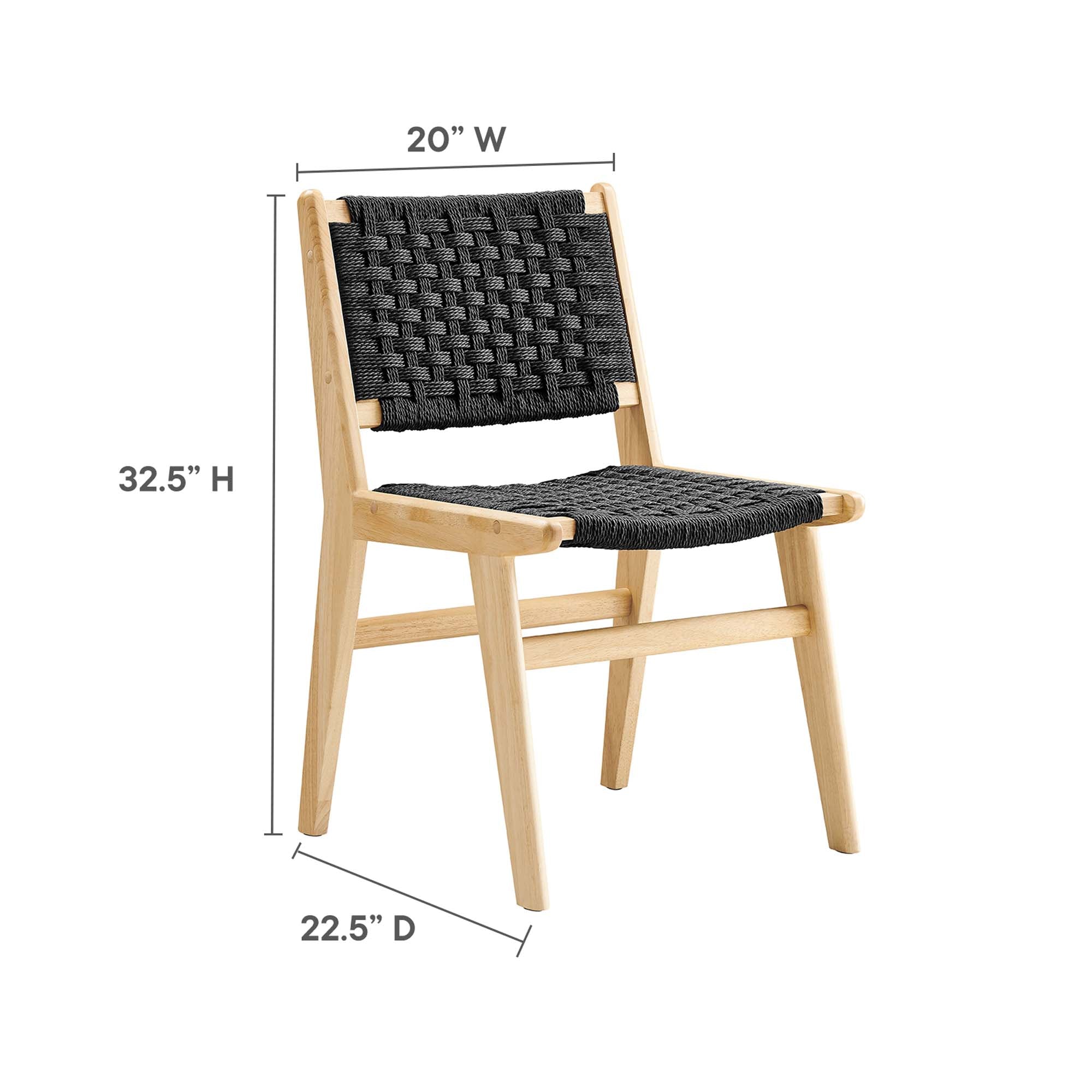 Modway Saoirse Woven Rope Wood Dining Side Chair Set of 2
