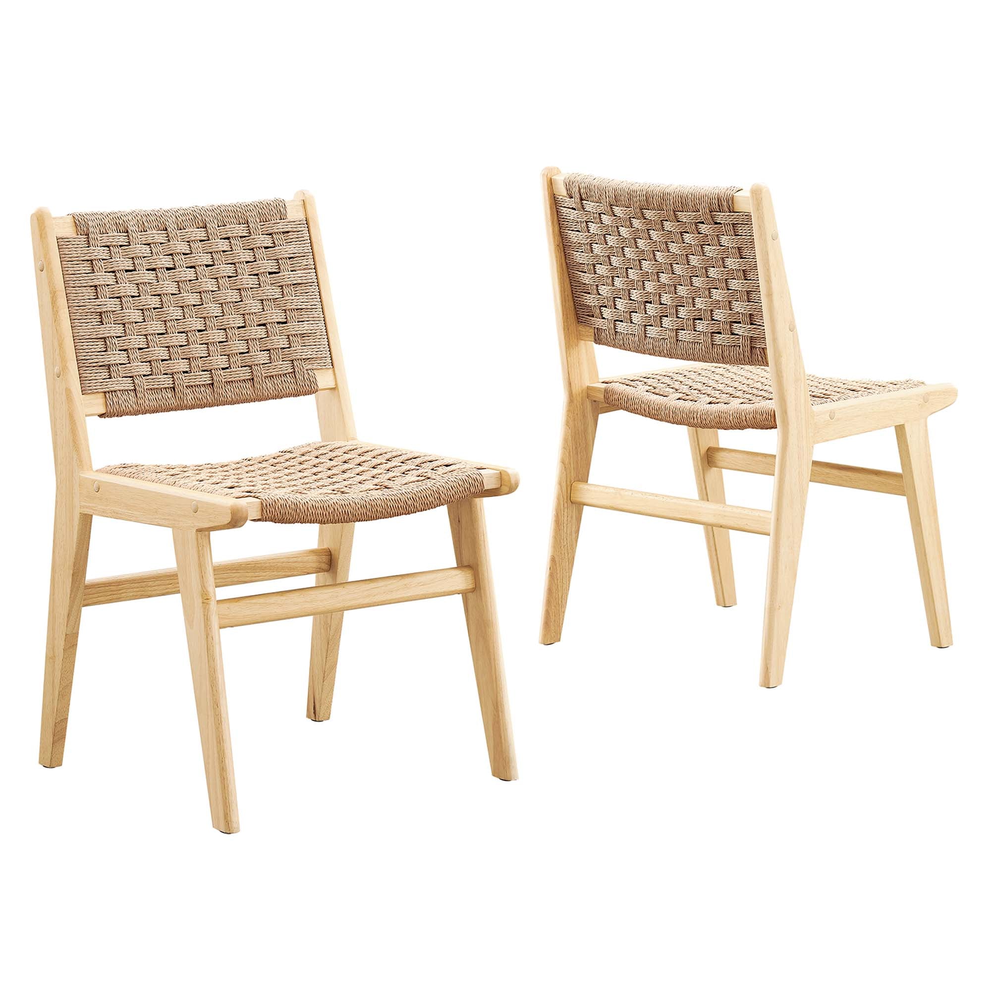 Modway Saoirse Woven Rope Wood Dining Side Chair Set of 2