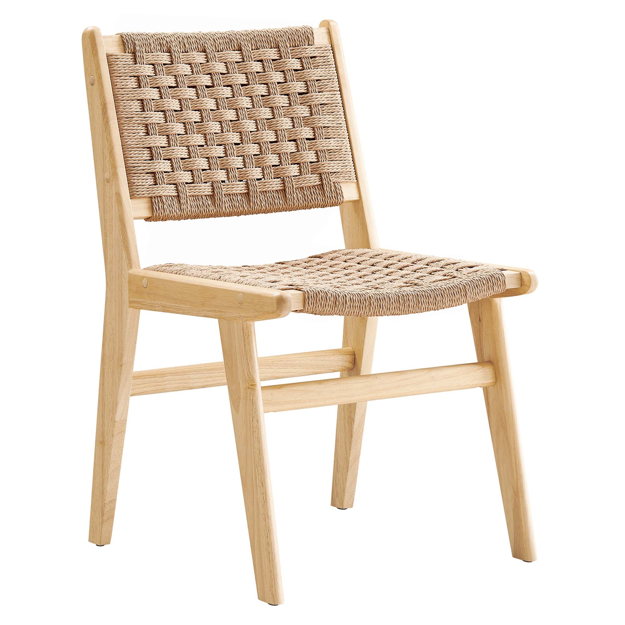 Modway Saoirse Woven Rope Wood Dining Side Chair Set of 2