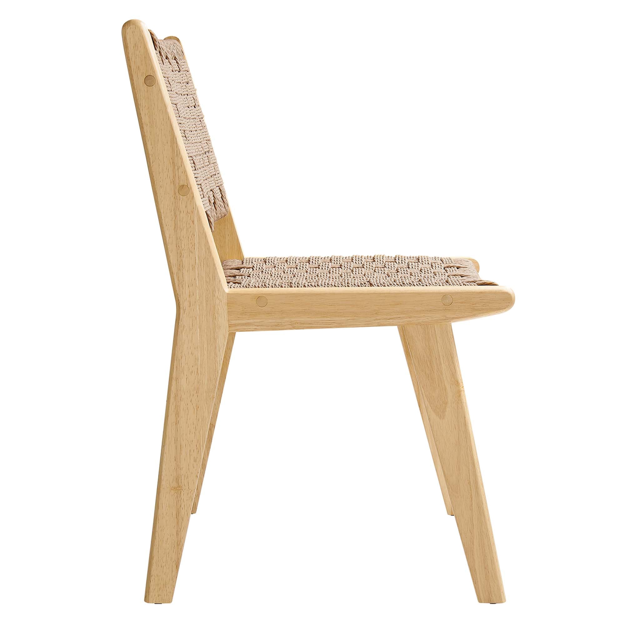 Modway Saoirse Woven Rope Wood Dining Side Chair Set of 2