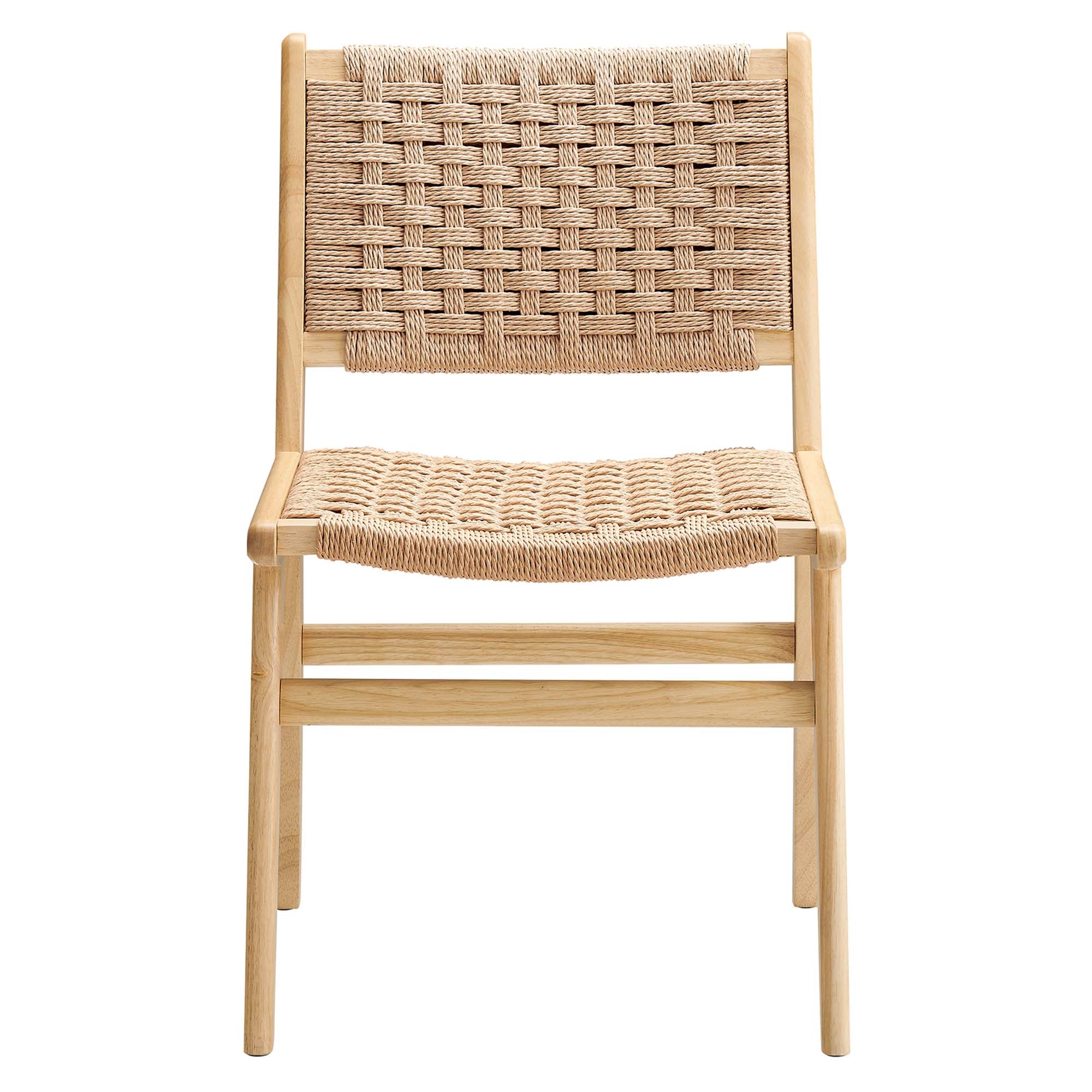 Modway Saoirse Woven Rope Wood Dining Side Chair Set of 2