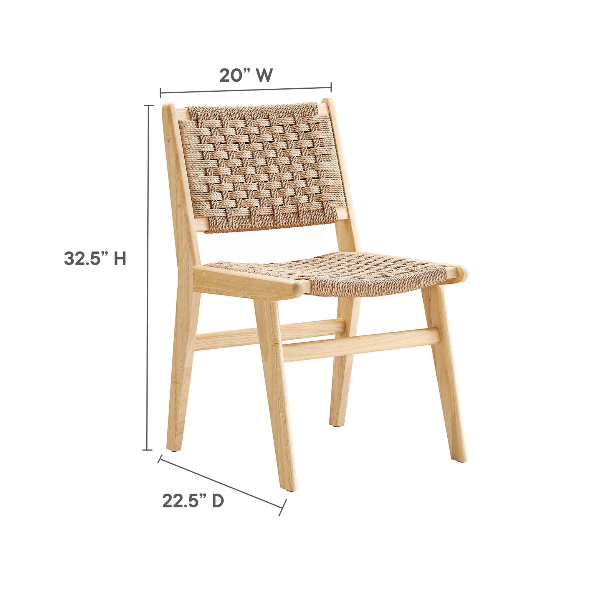 Modway Saoirse Woven Rope Wood Dining Side Chair Set of 2