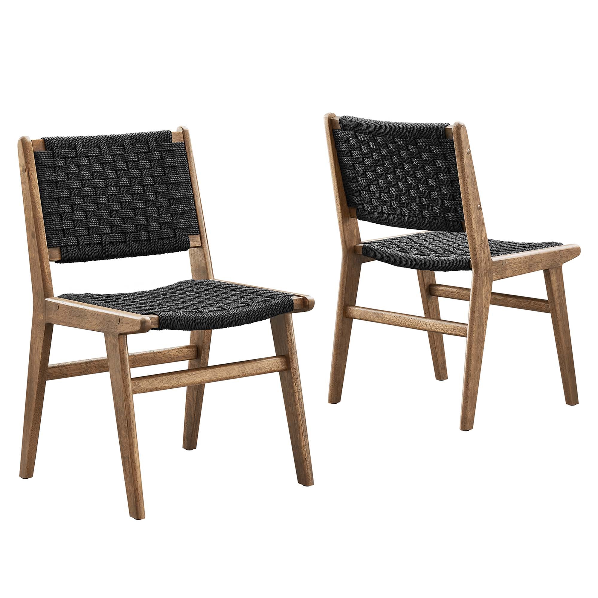 Modway Saoirse Woven Rope Wood Dining Side Chair Set of 2