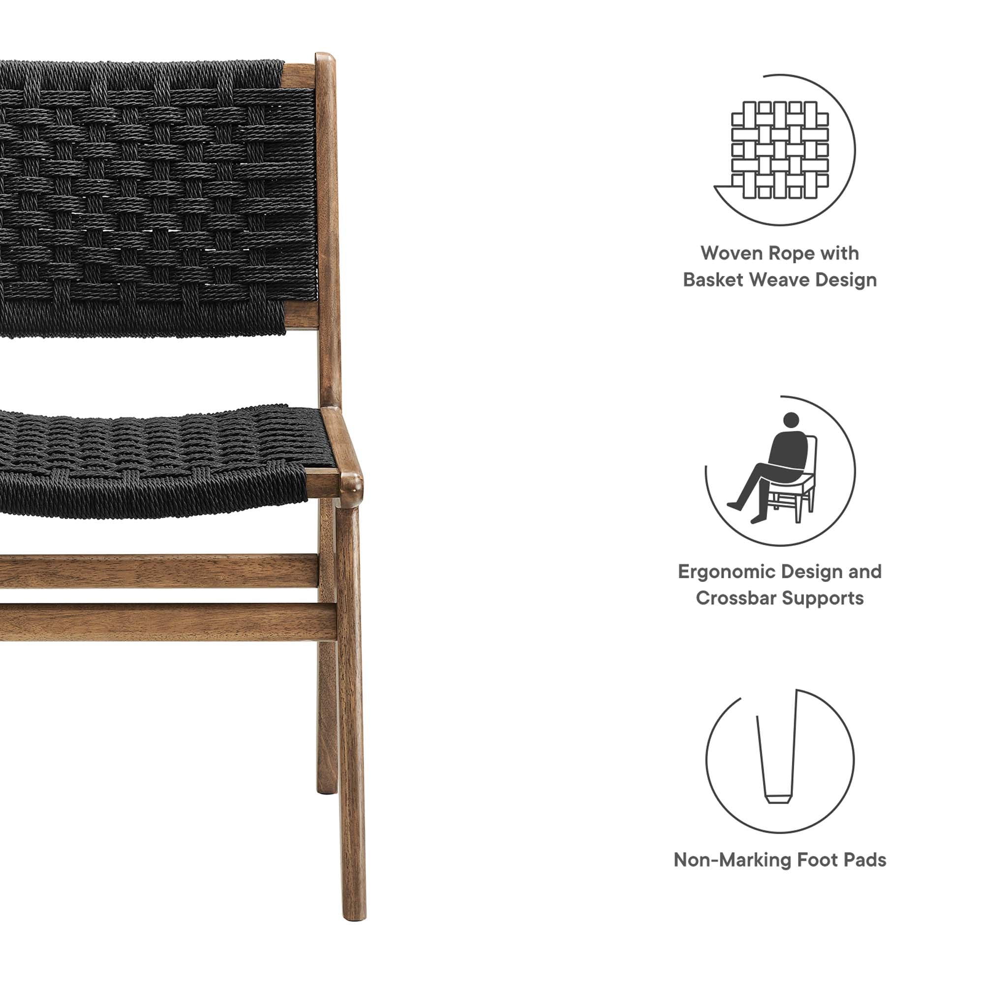 Modway Saoirse Woven Rope Wood Dining Side Chair Set of 2