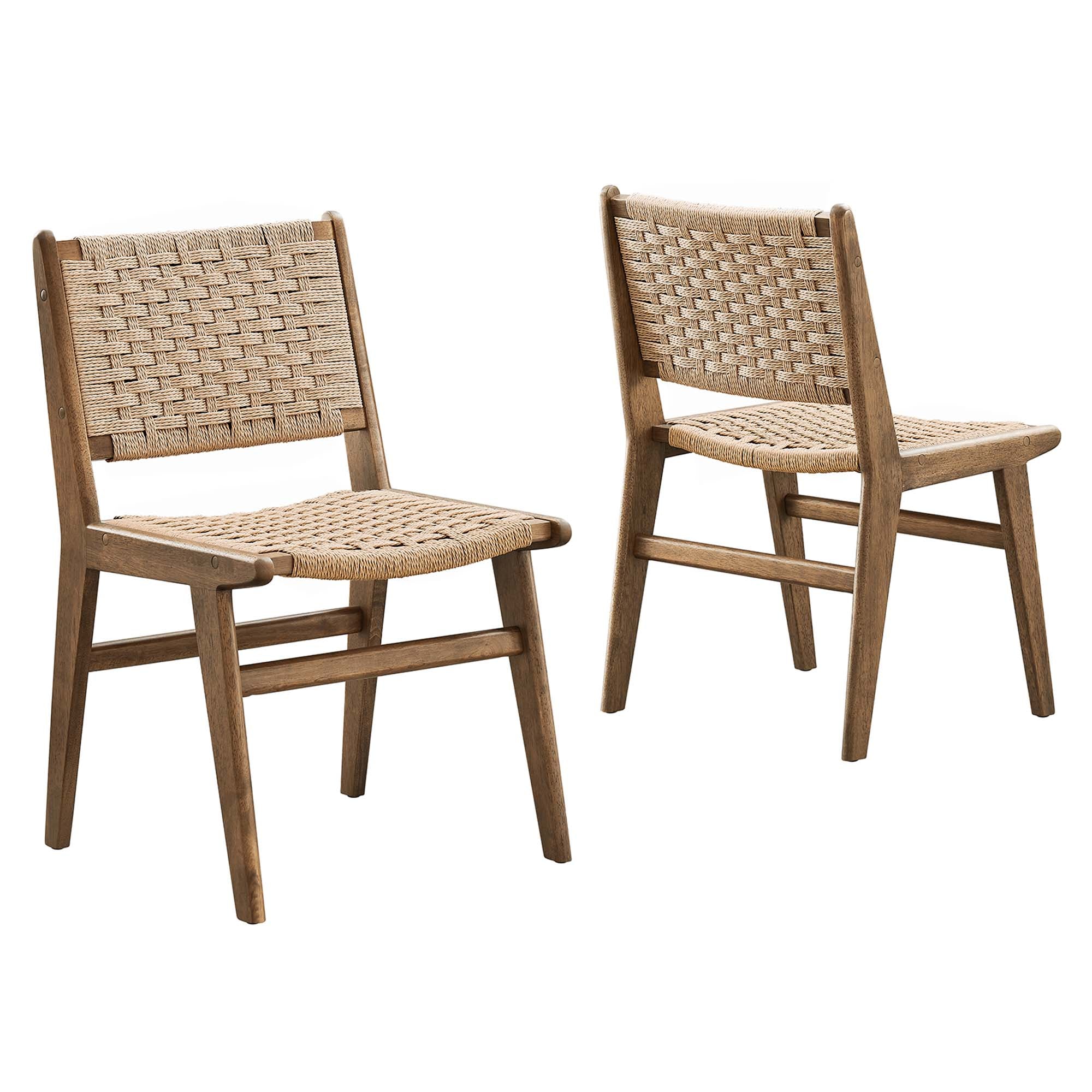 Modway Saoirse Woven Rope Wood Dining Side Chair Set of 2