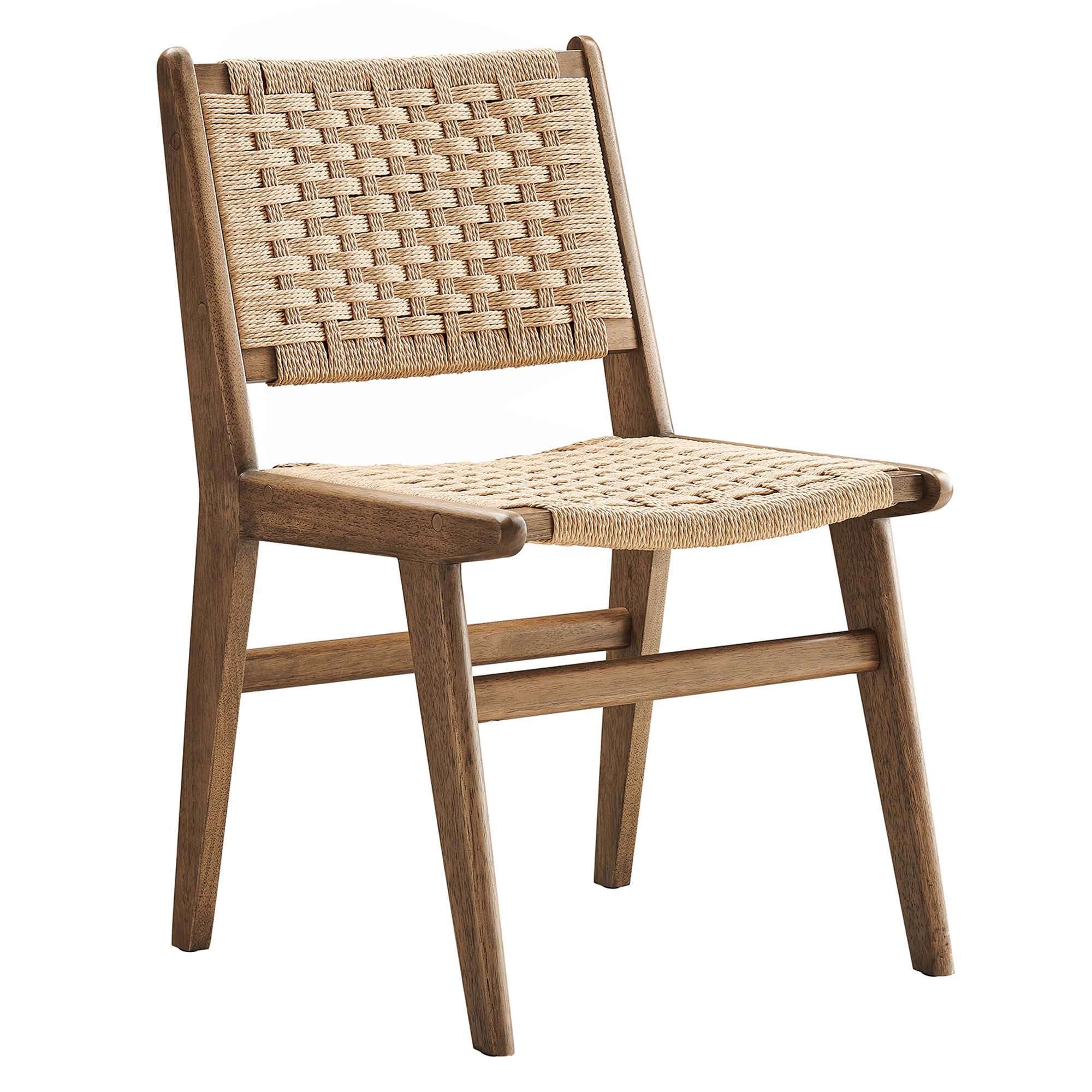 Modway Saoirse Woven Rope Wood Dining Side Chair Set of 2